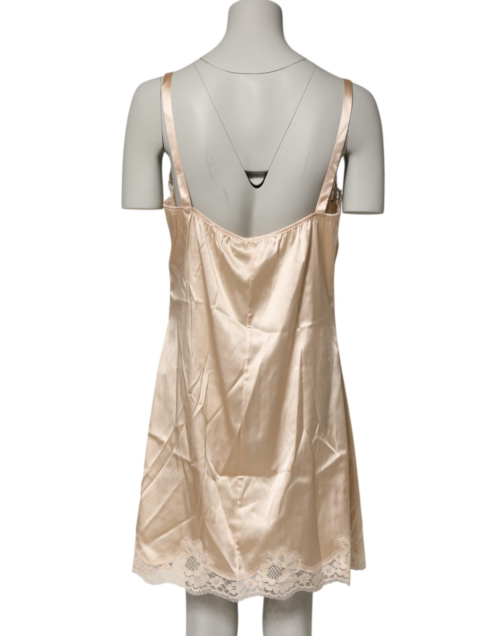 Dolce & Gabbana Nude Chemise Lingerie Seidenmischung Spitzenbesatz Kleid