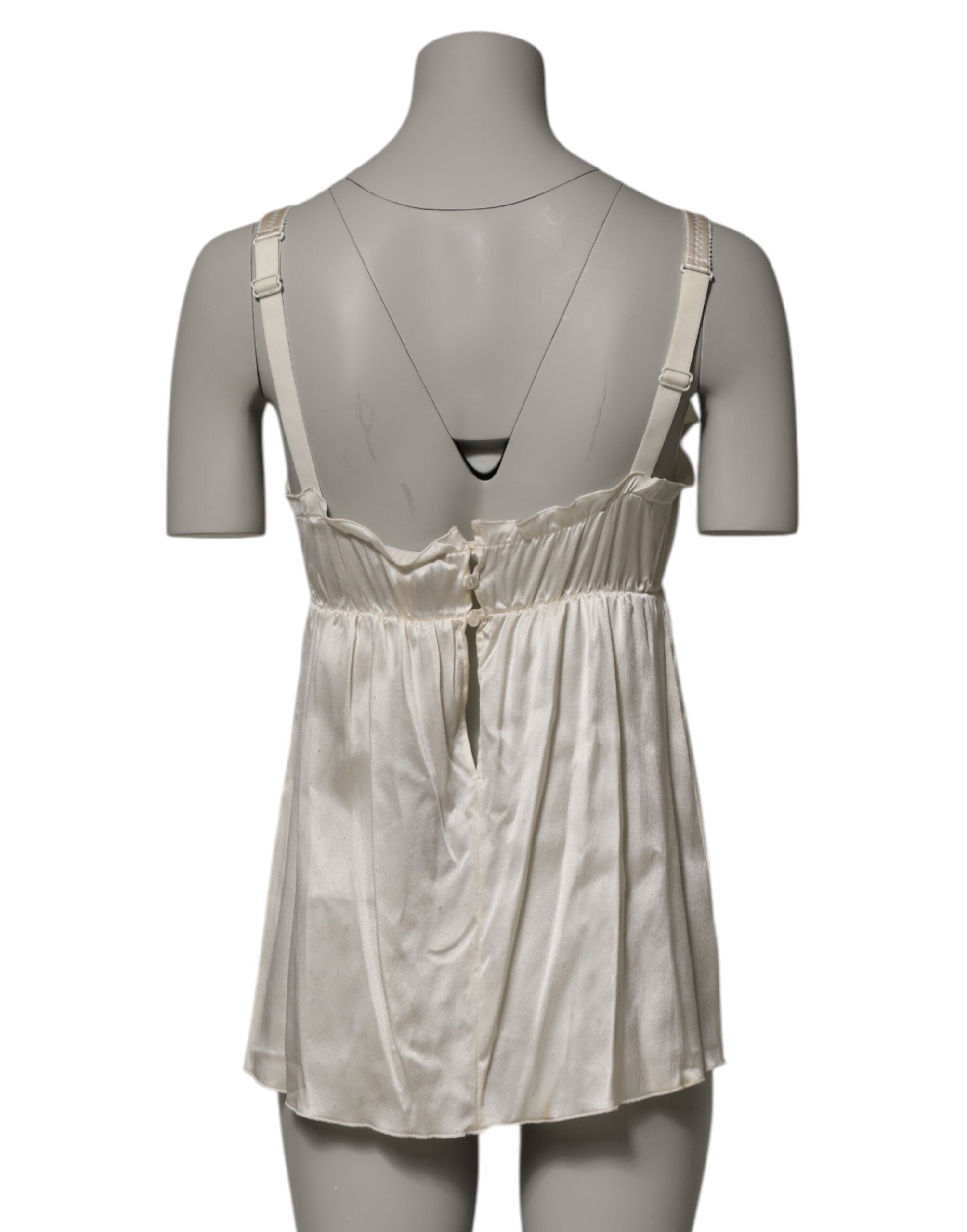 Dolce & Gabbana Elfenbein Satin Spitze Tank Dessous Top Unterwäsche