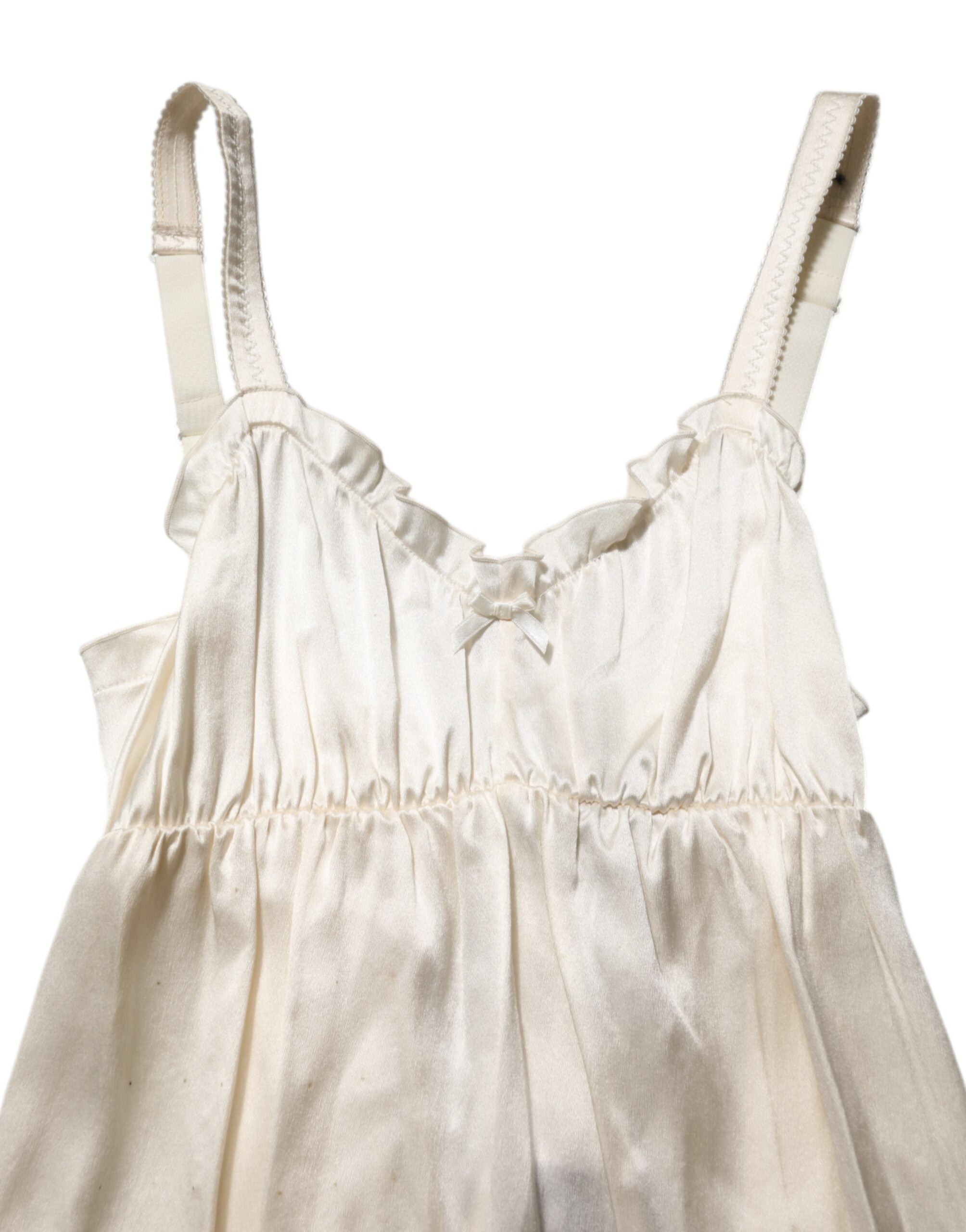 Dolce & Gabbana Elfenbein Satin Spitze Tank Dessous Top Unterwäsche
