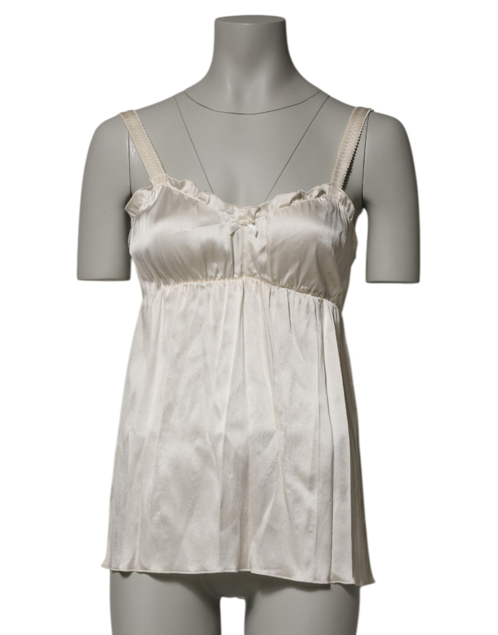 Dolce & Gabbana Elfenbein Satin Spitze Tank Dessous Top Unterwäsche