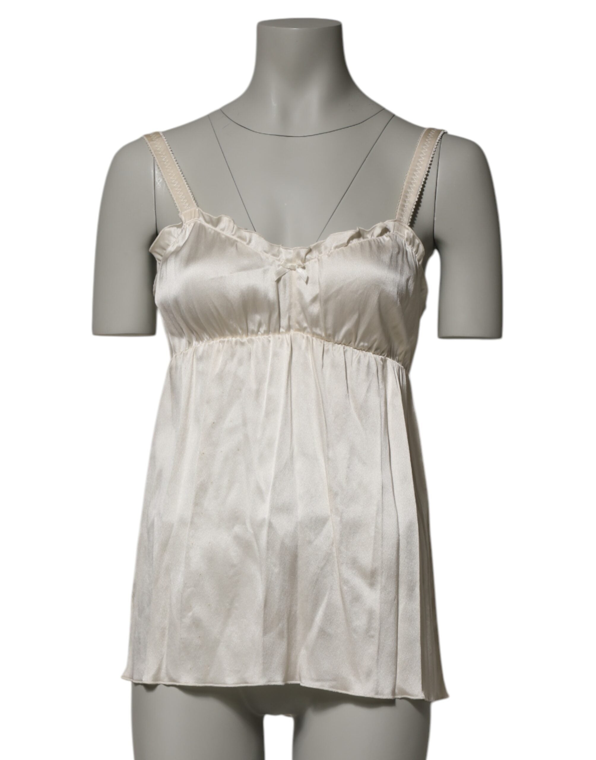 Dolce & Gabbana Elfenbein Satin Spitze Tank Dessous Top Unterwäsche