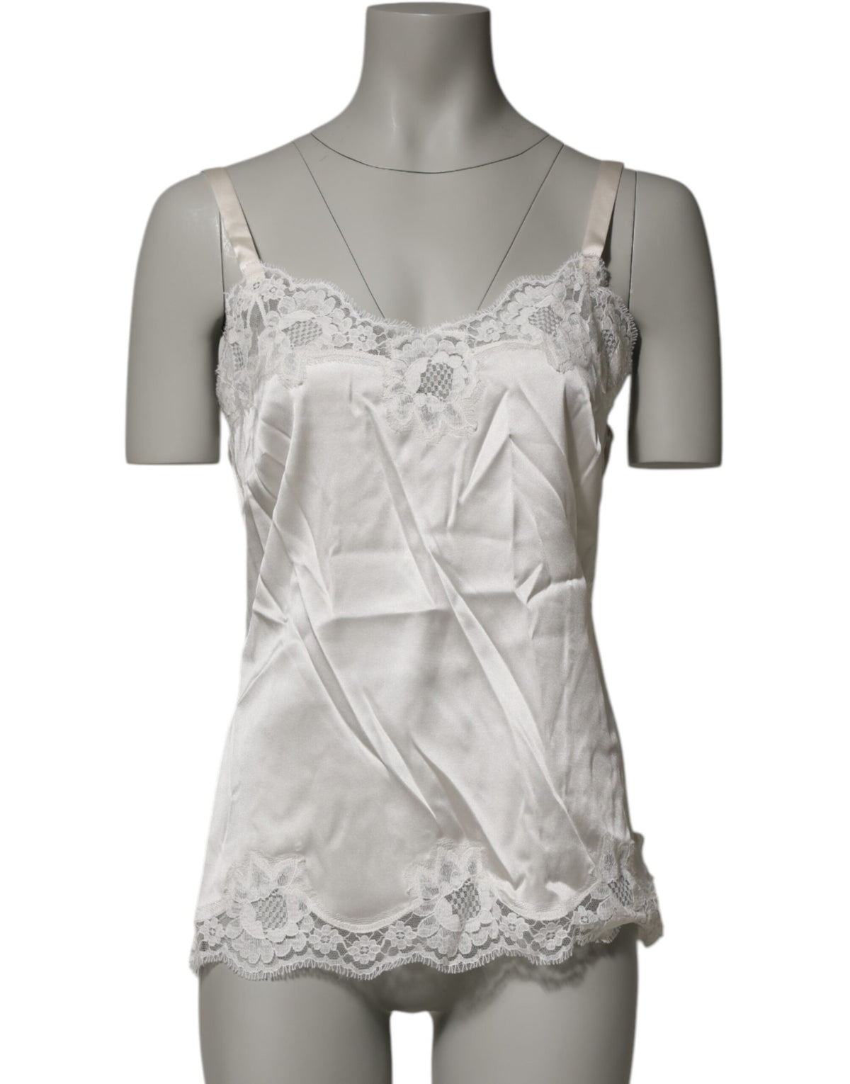 Dolce & Gabbana Gebroken Wit Bloemen Kanten Tank Top Lingerie Ondergoed
