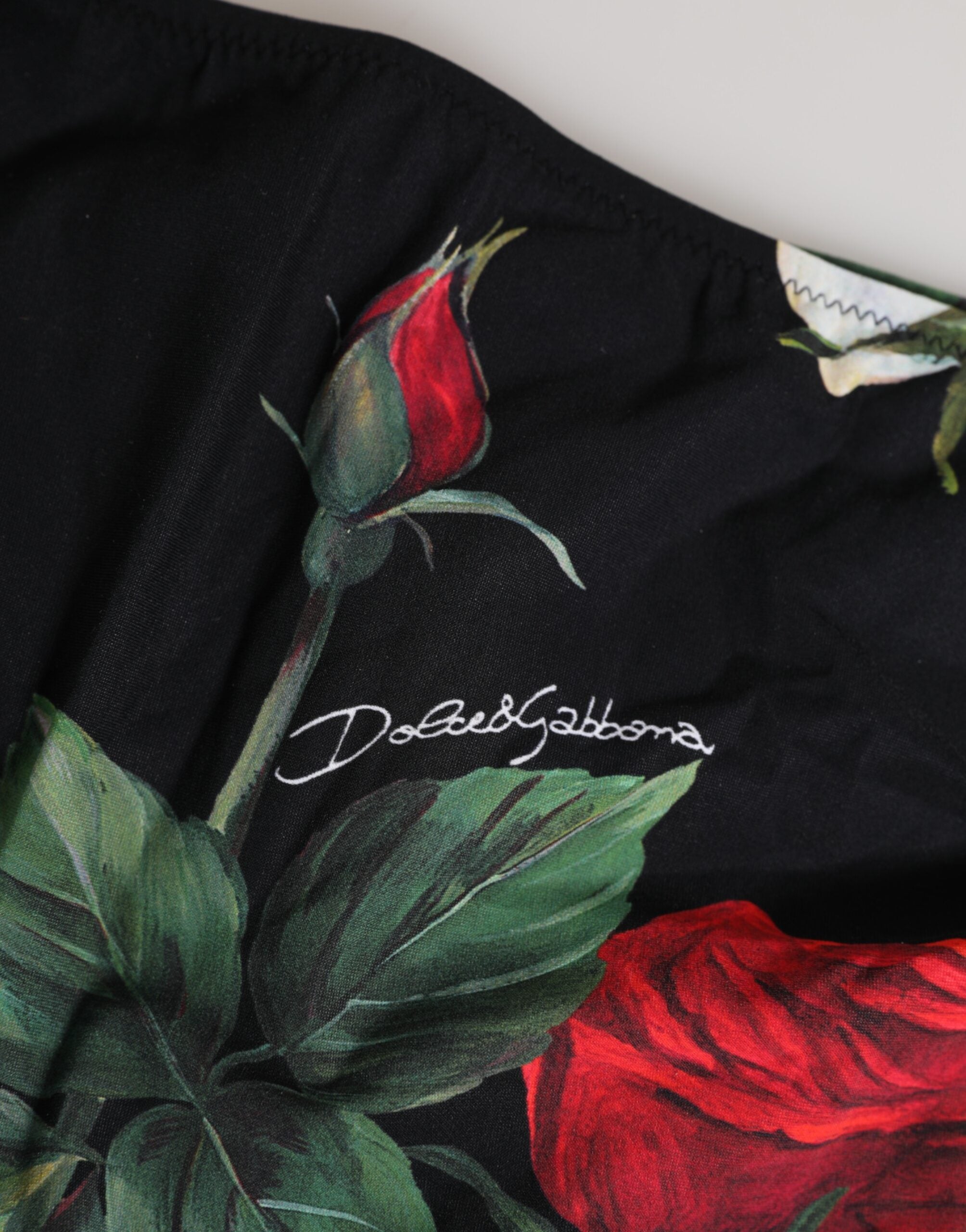 Dolce & Gabbana Schwarzes Bikini-Unterteil mit Blumenmuster und seitlicher Bindung Badebekleidung