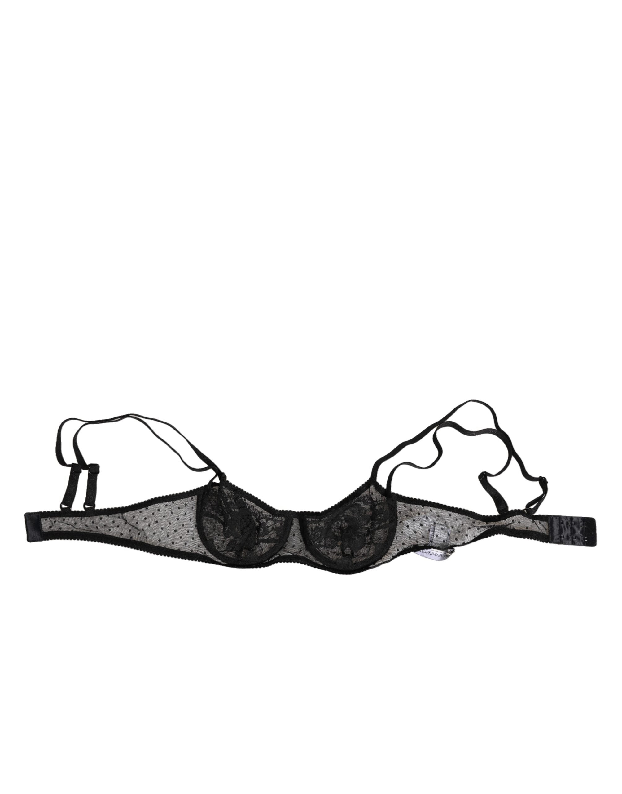 Dolce & Gabbana Schwarzer geblümter Bügel-Balconette-BH Unterwäsche