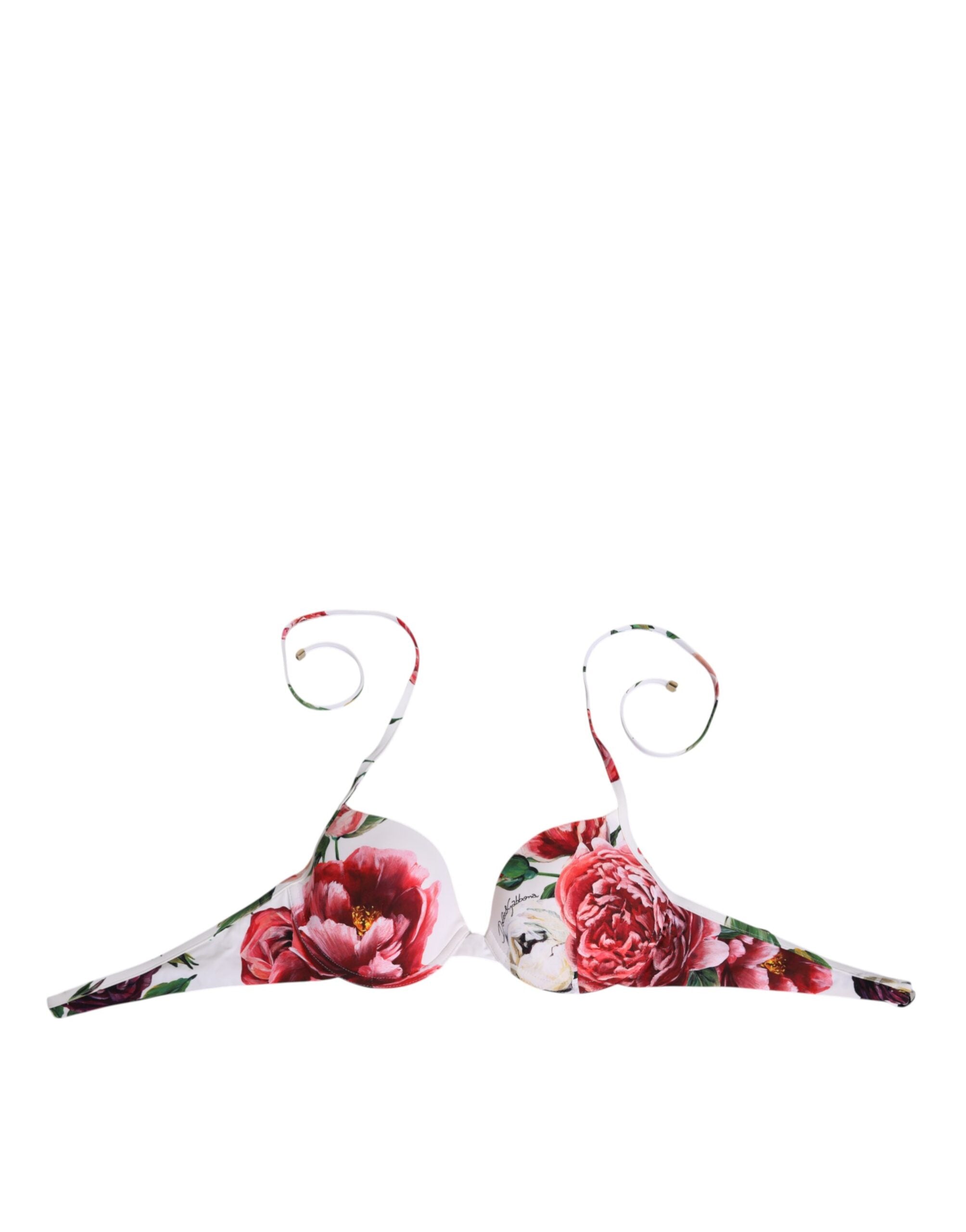 Dolce & Gabbana Weißes Bikini-Oberteil mit Blumendruck Bademode