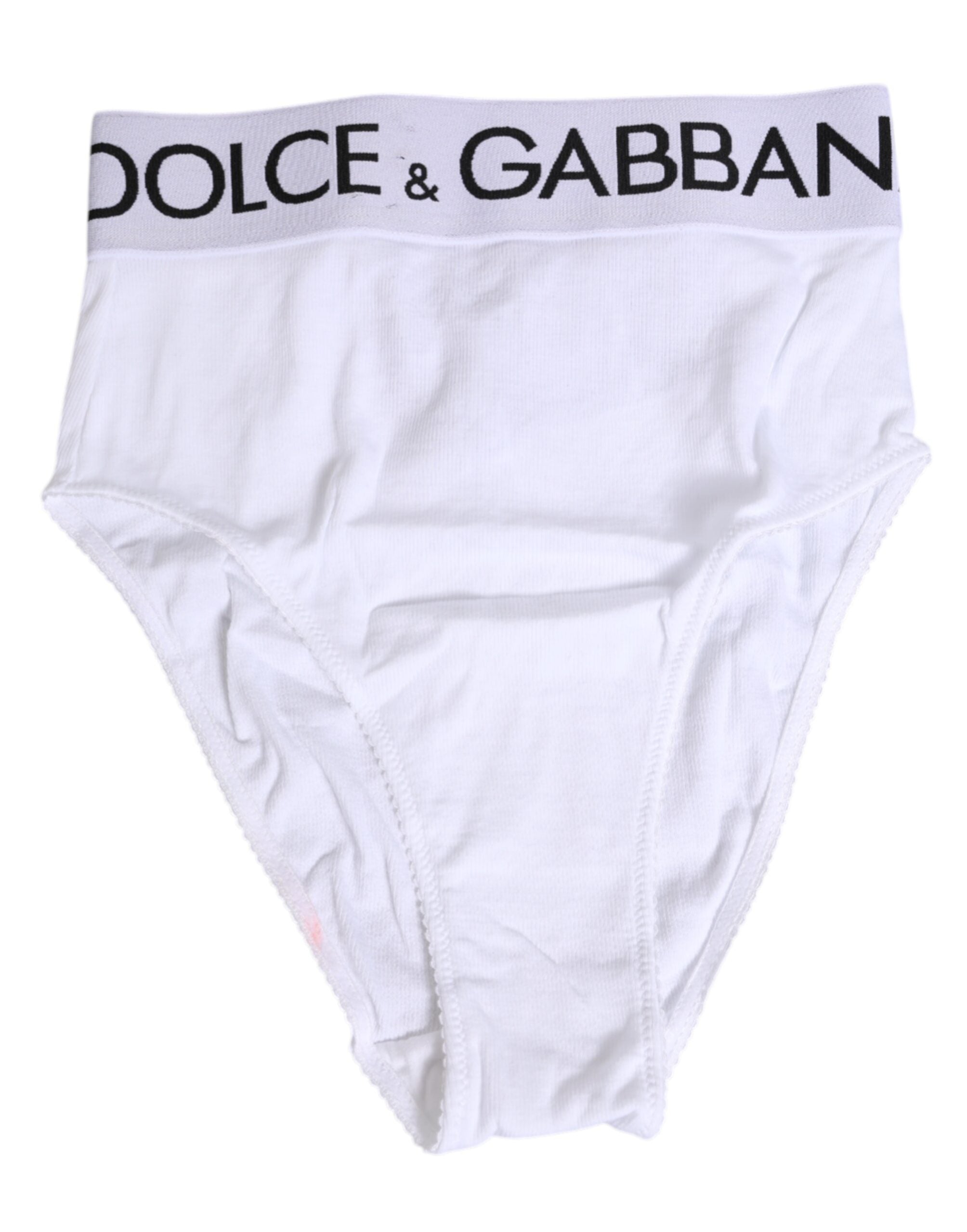 Dolce & Gabbana Weiße Baumwoll-Stretch-Panty mit hoher Taille Unterwäsche