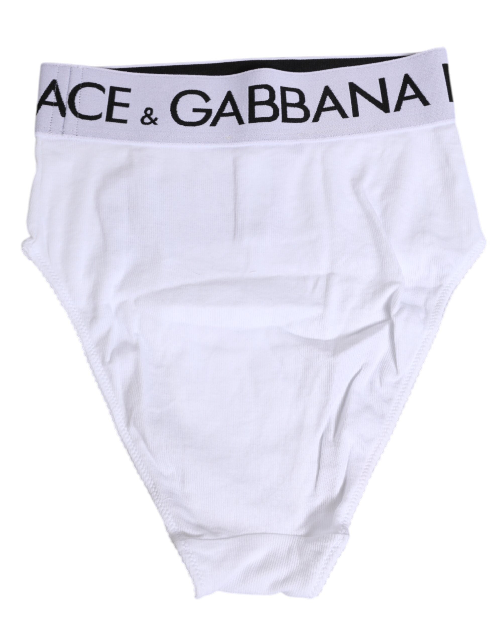 Dolce & Gabbana Weiße Baumwoll-Stretch-Panty mit hoher Taille Unterwäsche