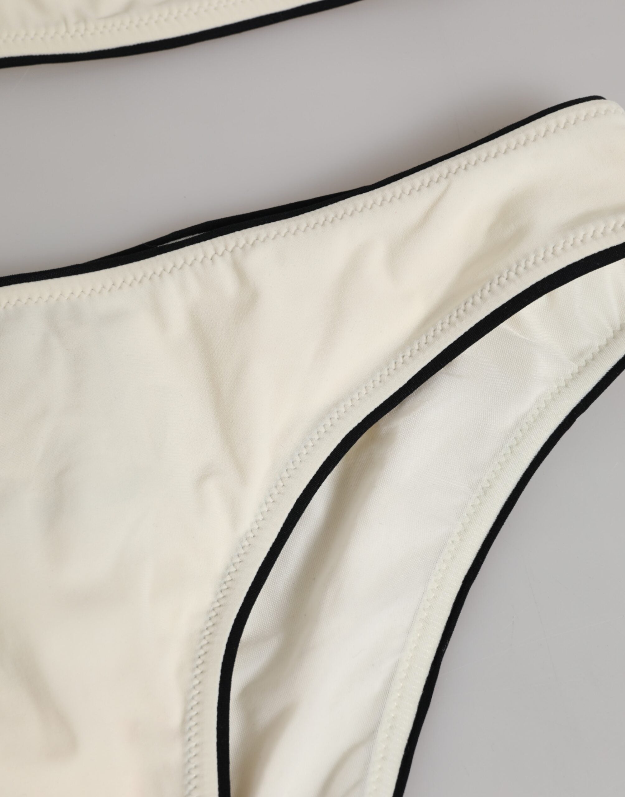 Dolce & Gabbana Beige Logo-Badeanzug 2 Stück Oberteil Unterteil Bademode