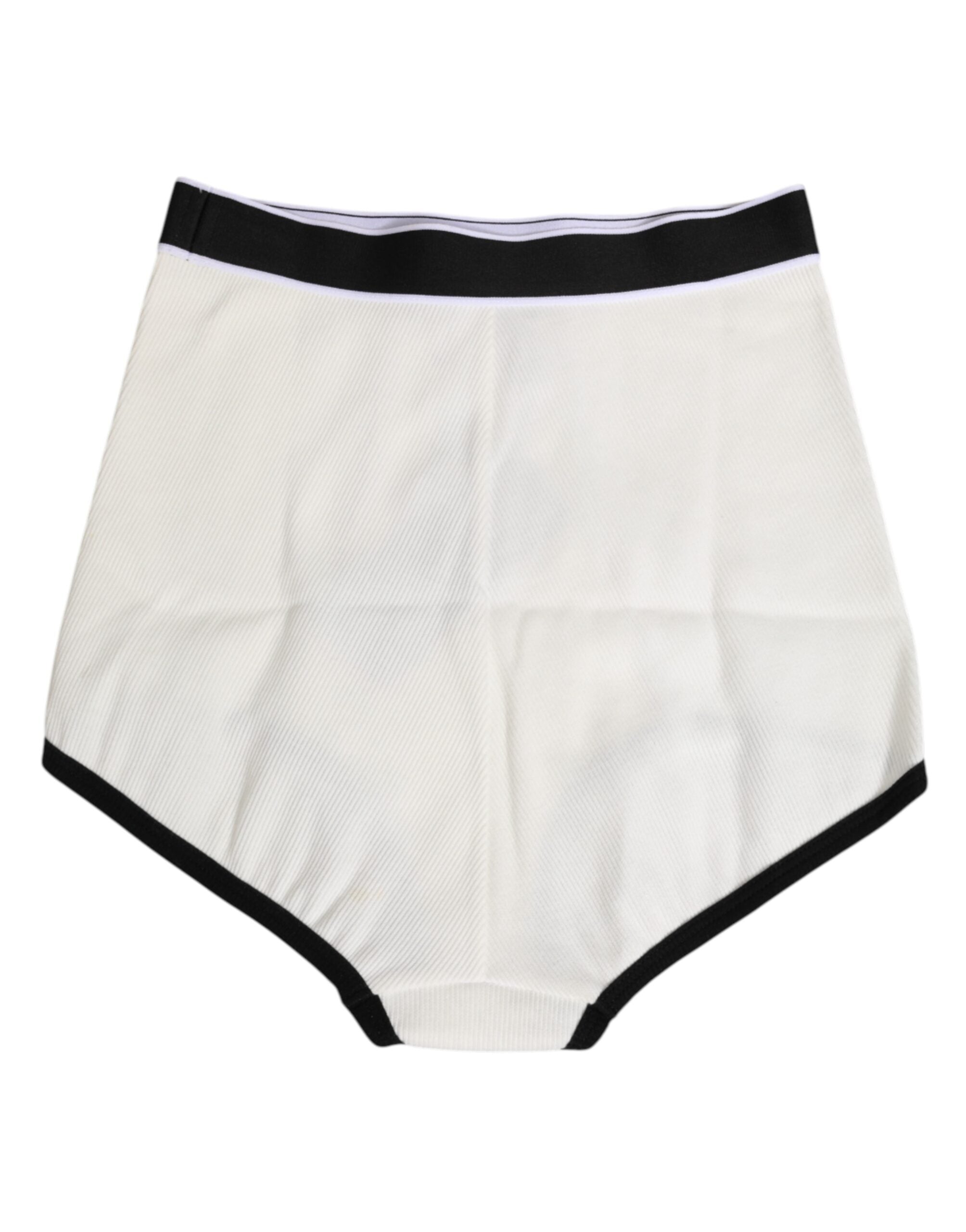 Dolce & Gabbana Weiße Baumwoll-Stretch-Unterwäsche mit hoher Taille in Culotte-Form