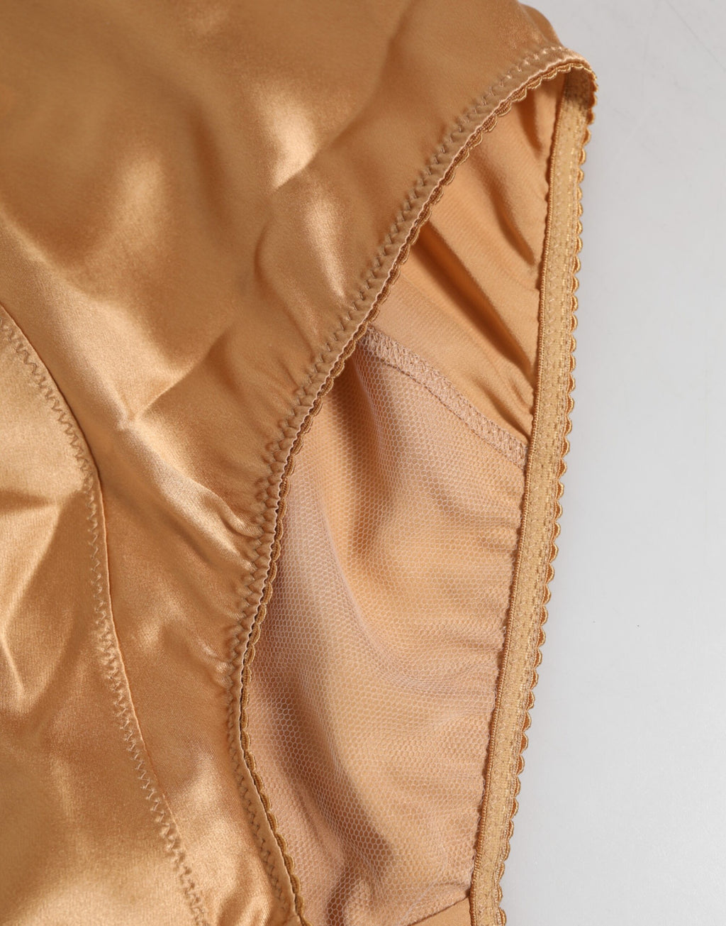 Dolce & Gabbana Beige Seiden-Stretchmieder mit hoher Taille Unterwäsche