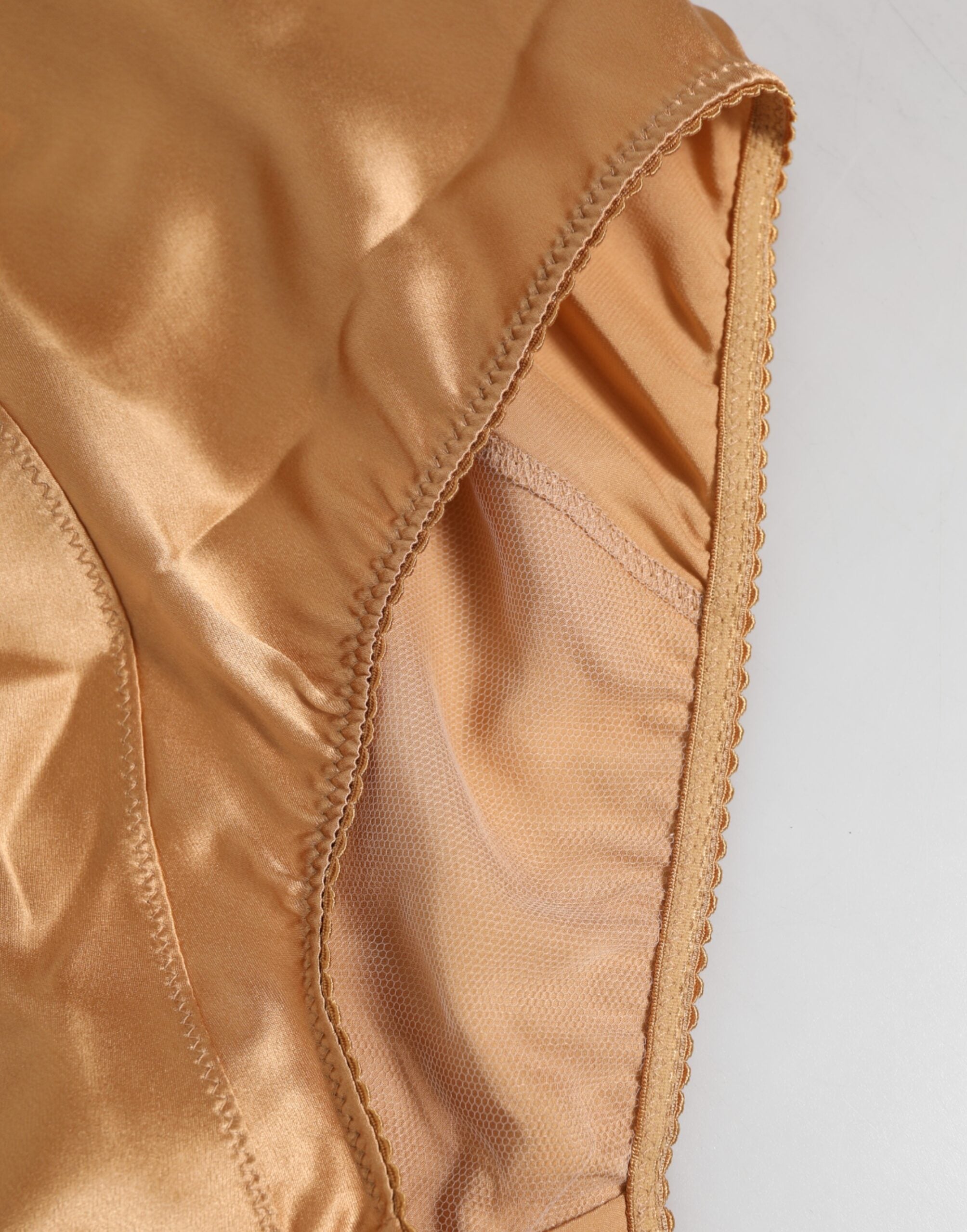 Dolce & Gabbana Beige Seiden-Stretchmieder mit hoher Taille Unterwäsche