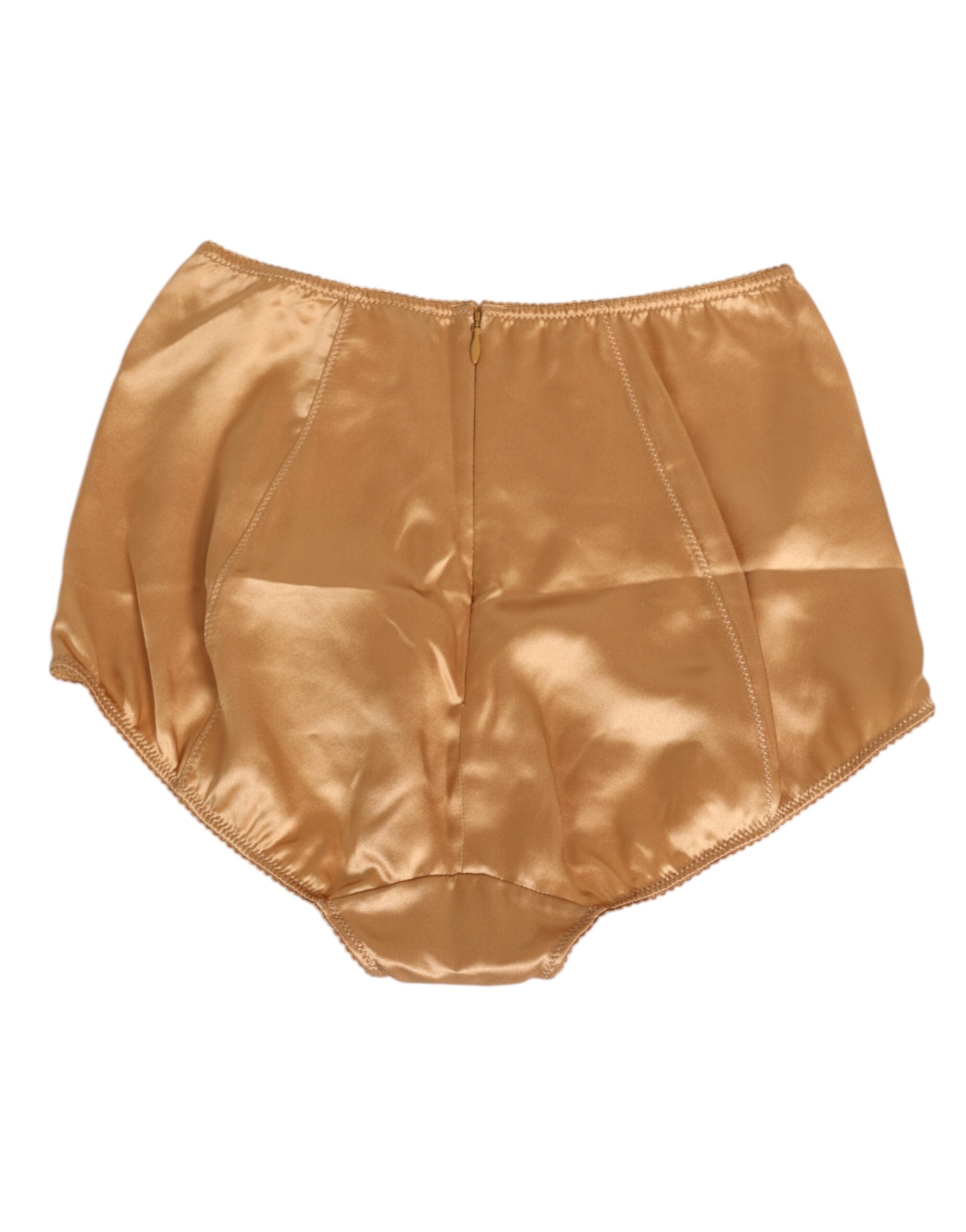 Dolce & Gabbana Beige Seiden-Stretchmieder mit hoher Taille Unterwäsche