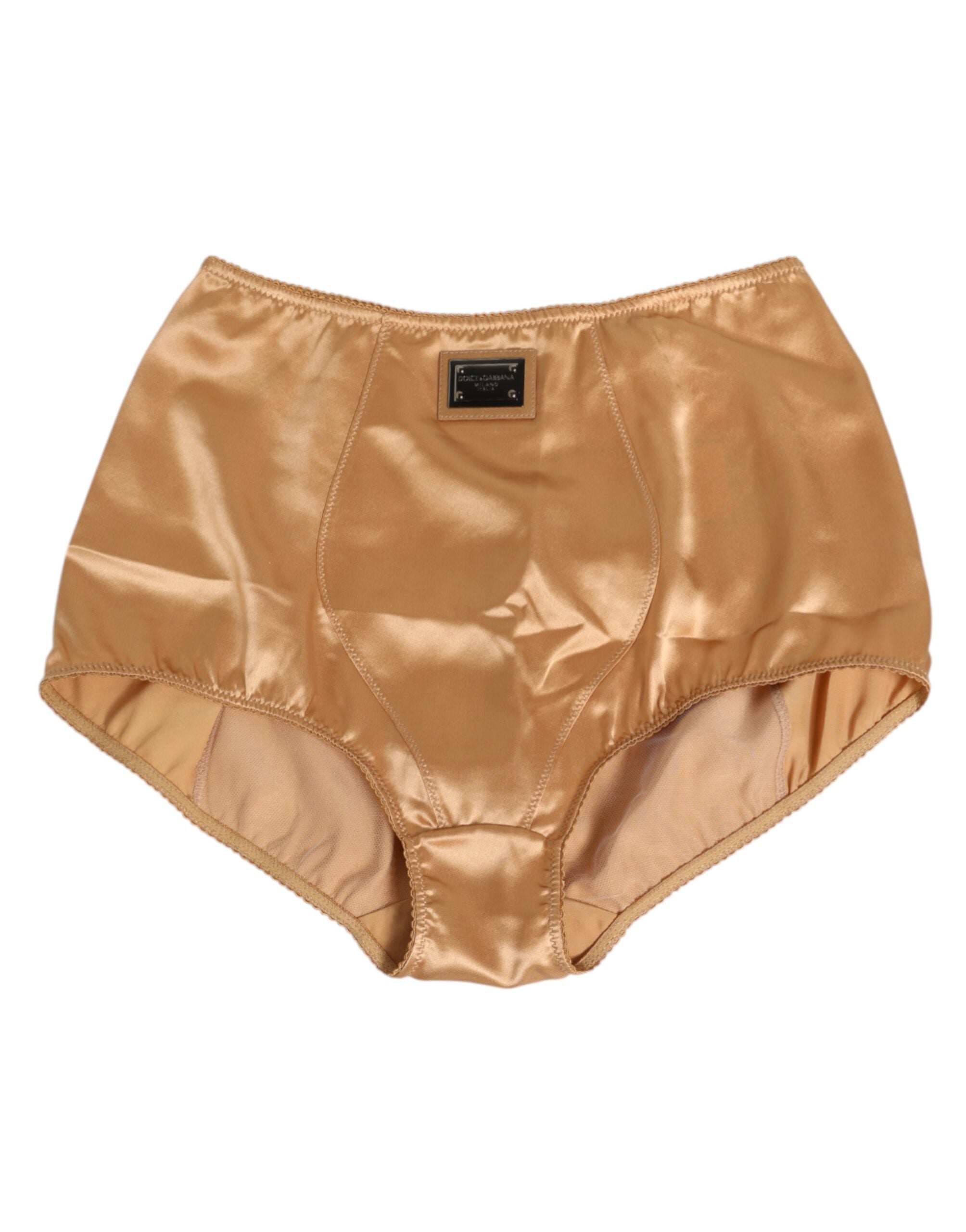 Dolce & Gabbana Beige Seiden-Stretchmieder mit hoher Taille Unterwäsche