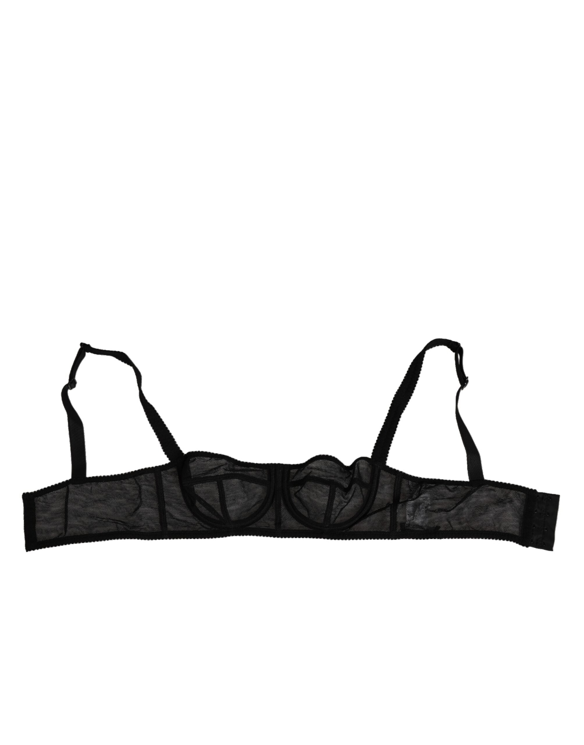 Dolce & Gabbana Schwarzer geblümter Bügel-Balconette-BH Unterwäsche