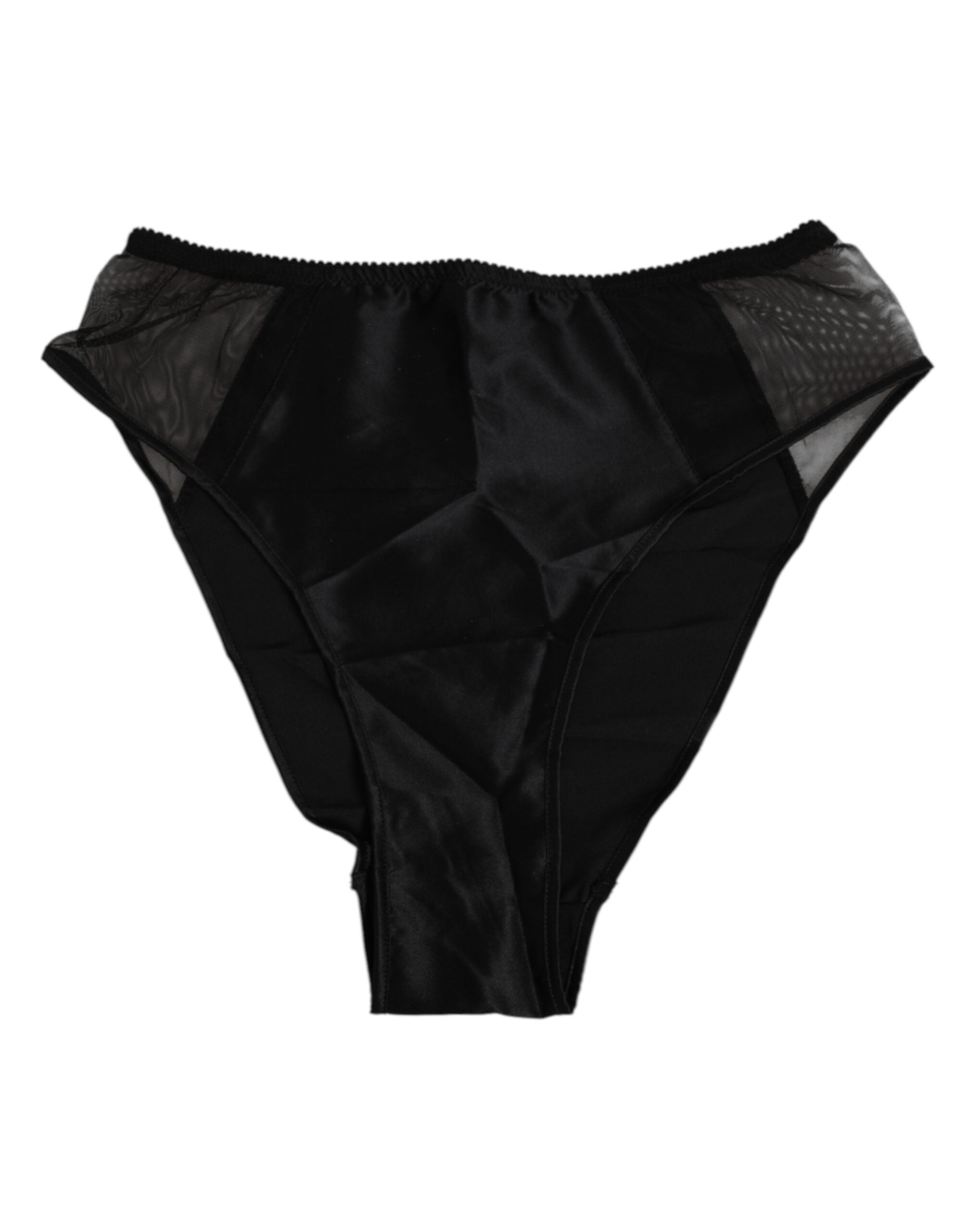 Dolce & Gabbana Schwarze Seiden-Stretch-Höschen mit hoher Taille Unterwäsche
