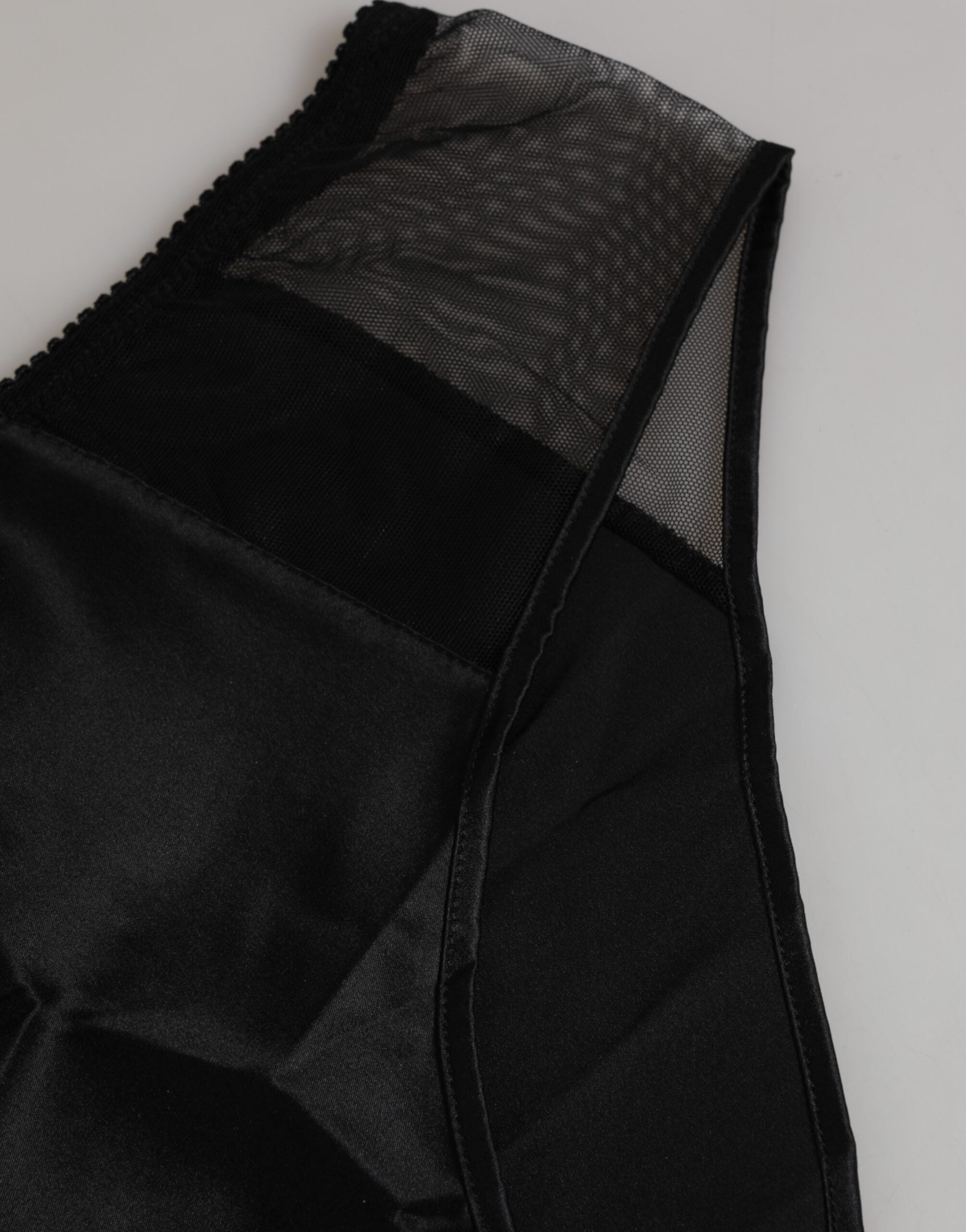 Dolce & Gabbana Schwarze Seiden-Stretch-Höschen mit hoher Taille Unterwäsche