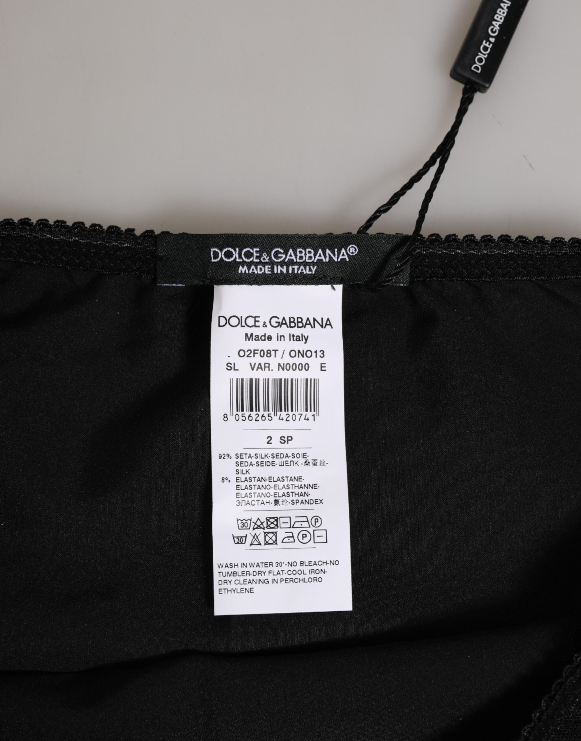 Dolce & Gabbana Schwarze Seiden-Stretch-Höschen mit hoher Taille Unterwäsche