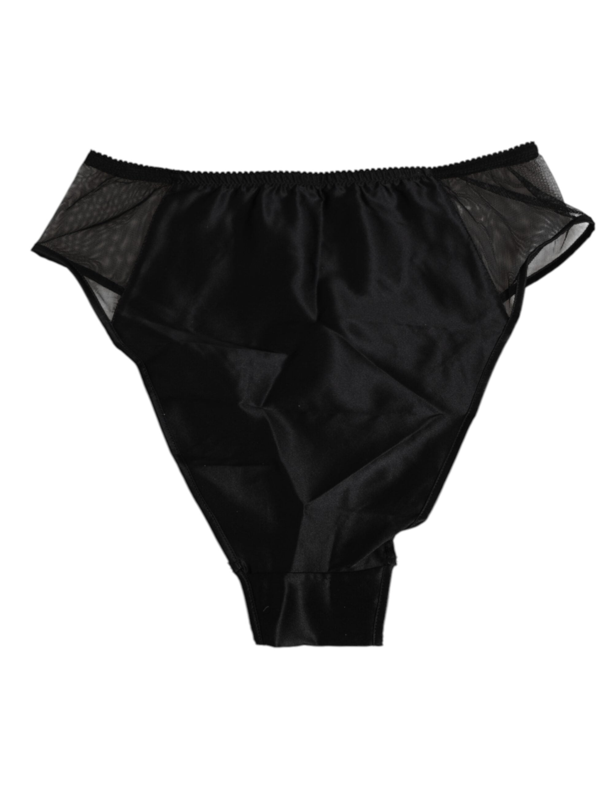 Dolce & Gabbana Schwarze Seiden-Stretch-Höschen mit hoher Taille Unterwäsche
