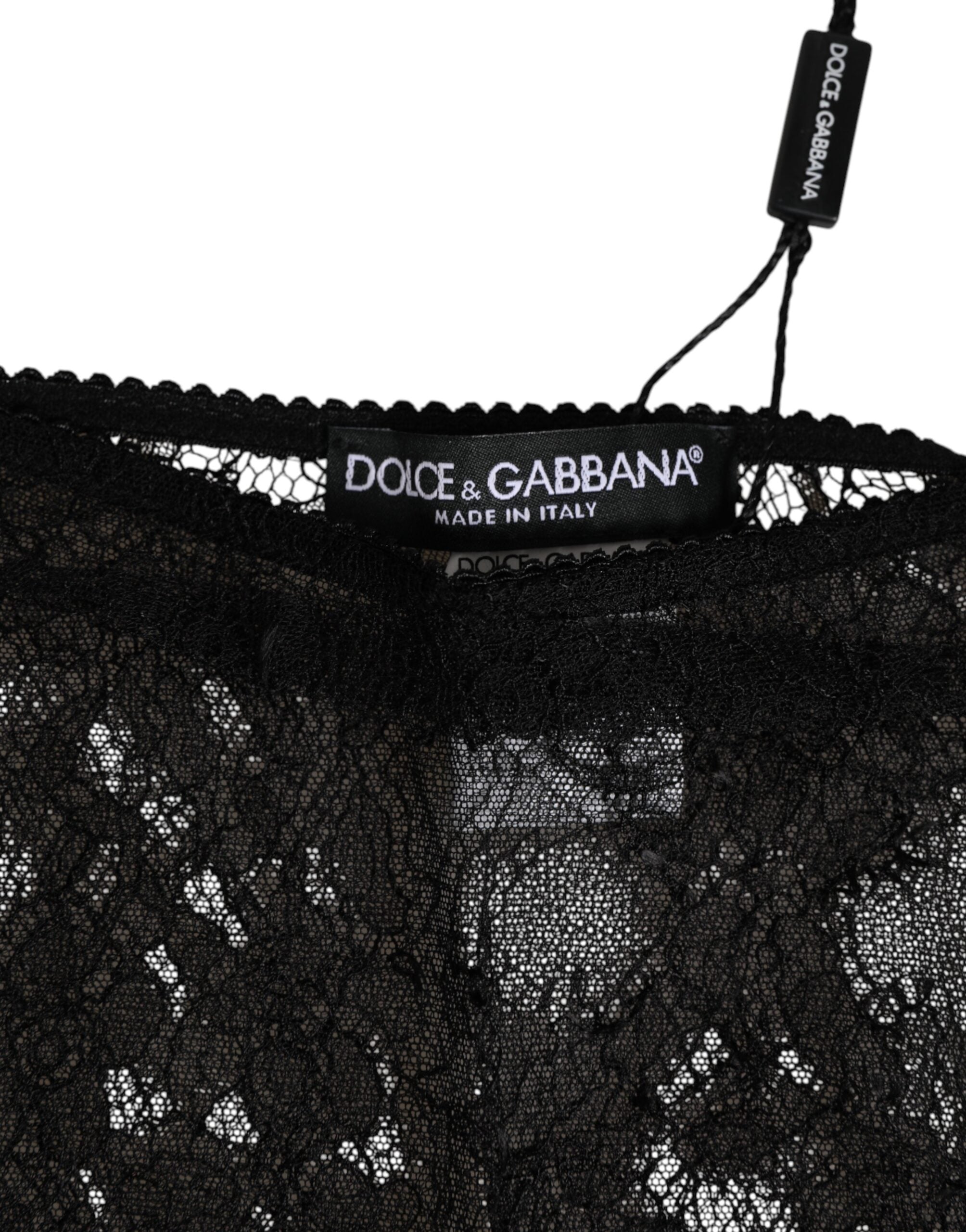 Dolce & Gabbana Schwarze Nylon Stretch Panty mit hoher Taille Unterwäsche