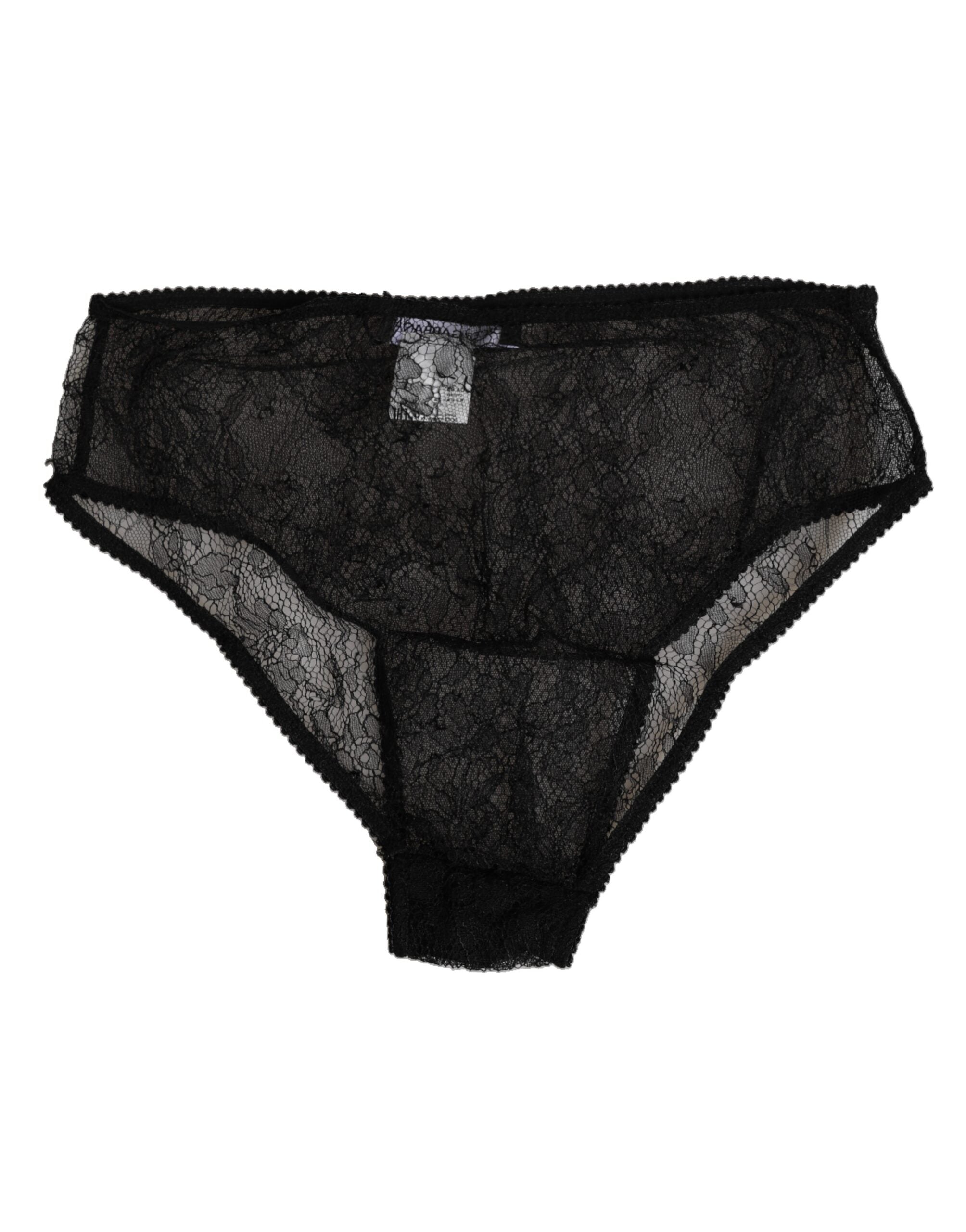 Dolce & Gabbana Schwarze Nylon Stretch Panty mit hoher Taille Unterwäsche