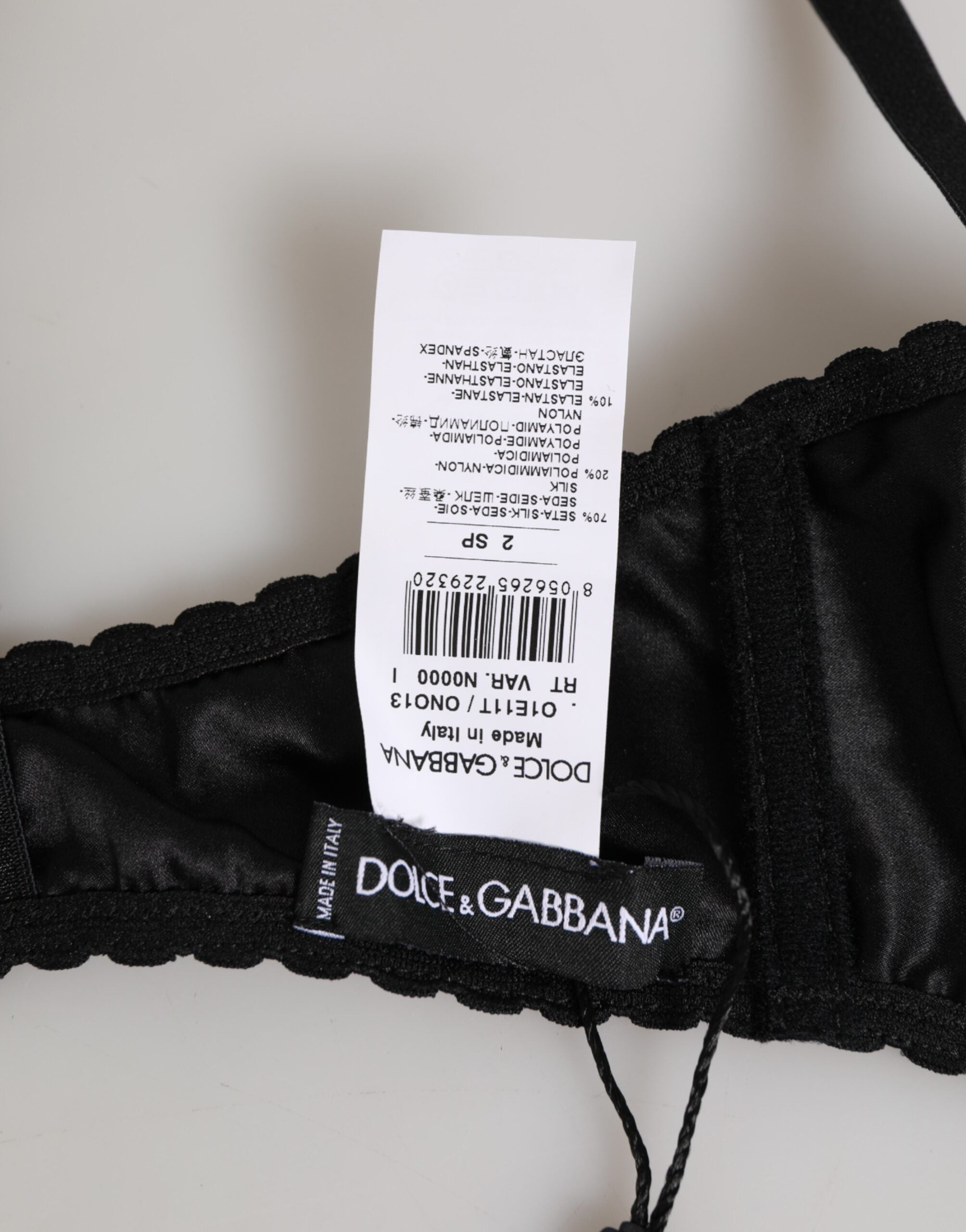 Dolce & Gabbana Schwarzer Seiden-Balconette-BH mit Bügeln Unterwäsche
