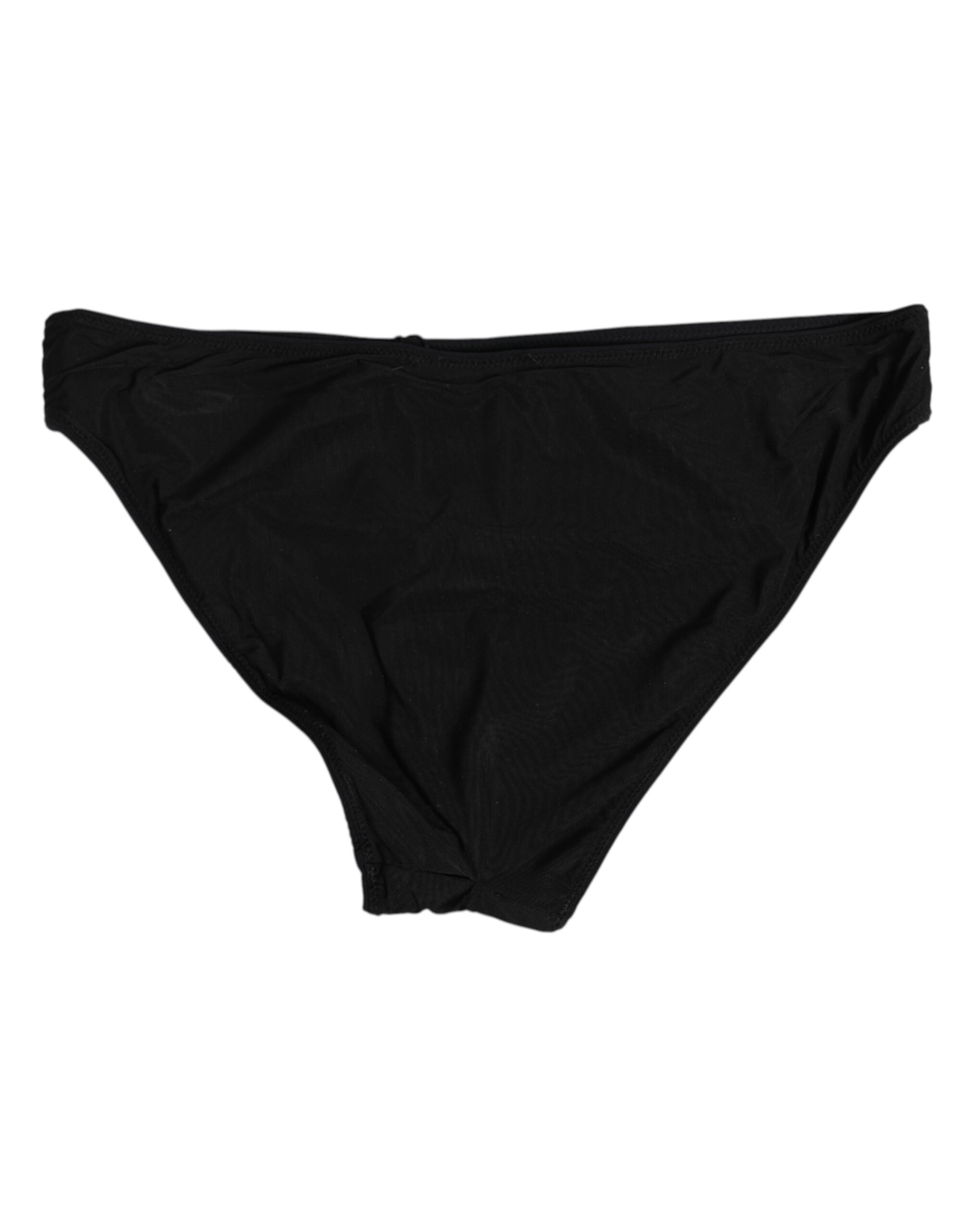 Dolce & Gabbana Schwarzer Nylon Stretch Slip Slip Frauen Unterwäsche