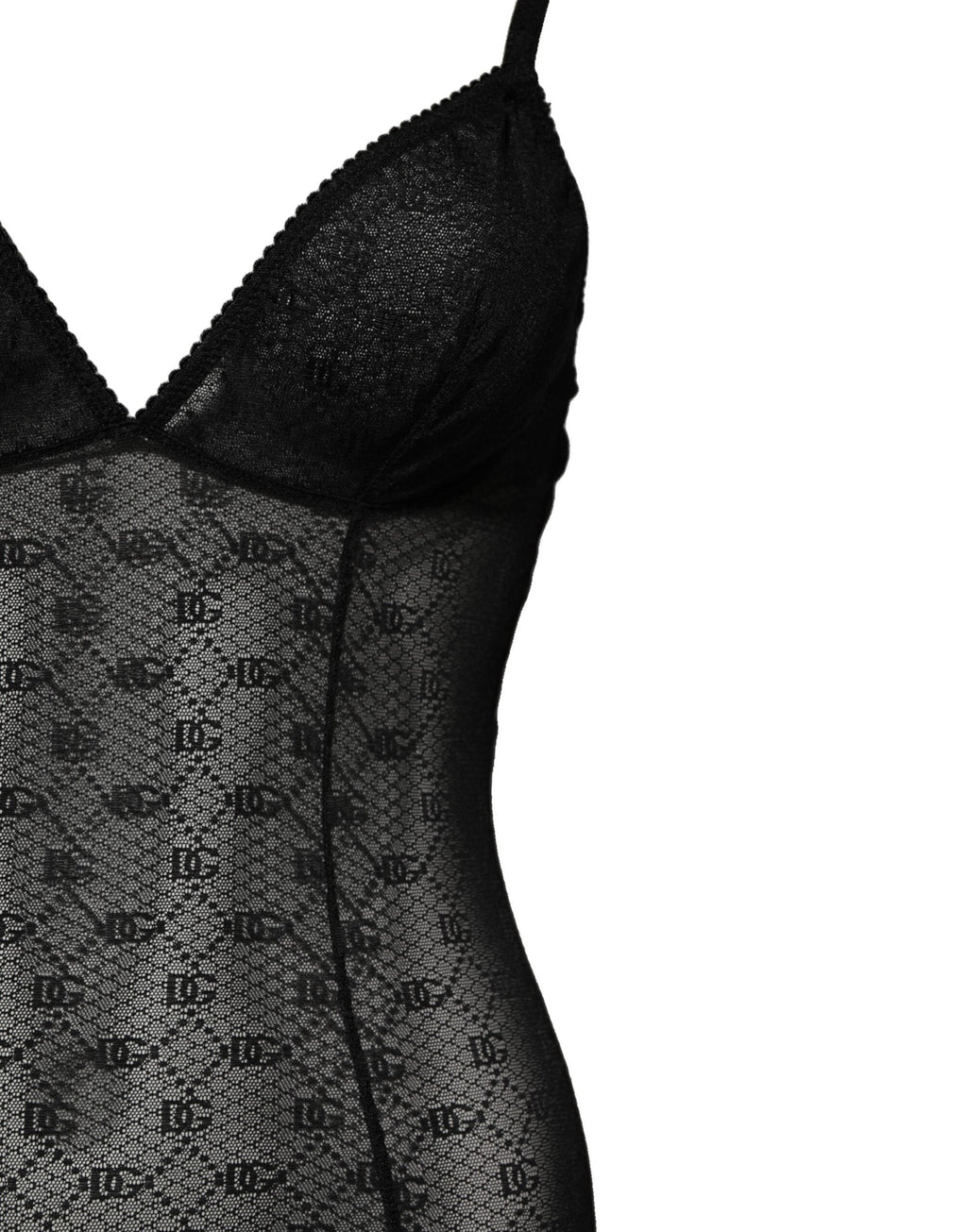 Dolce & Gabbana Schwarzer Nylon-Stretch-Bodysuit Dessous Unterwäsche