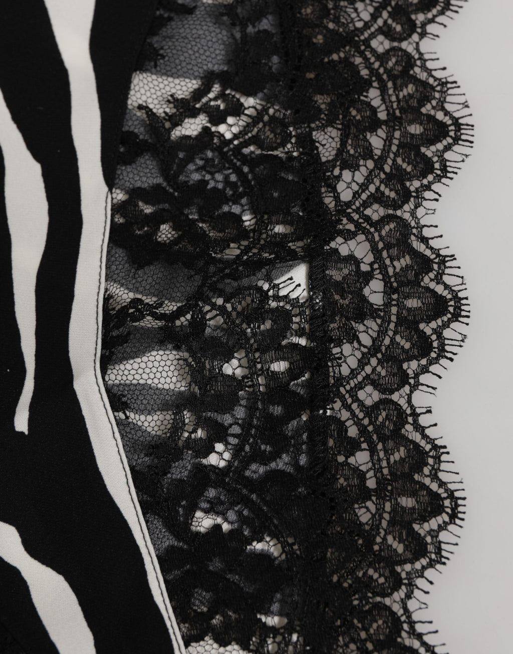 Dolce & Gabbana Schwarze Seiden-Zebra-Druck-Spitzenunterwäsche mit hoher Taille
