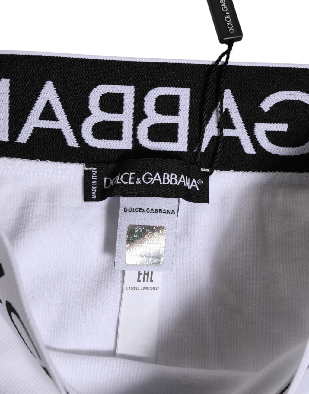 Dolce & Gabbana Weiße Baumwoll-Stretch-Panty mit hoher Taille Unterwäsche