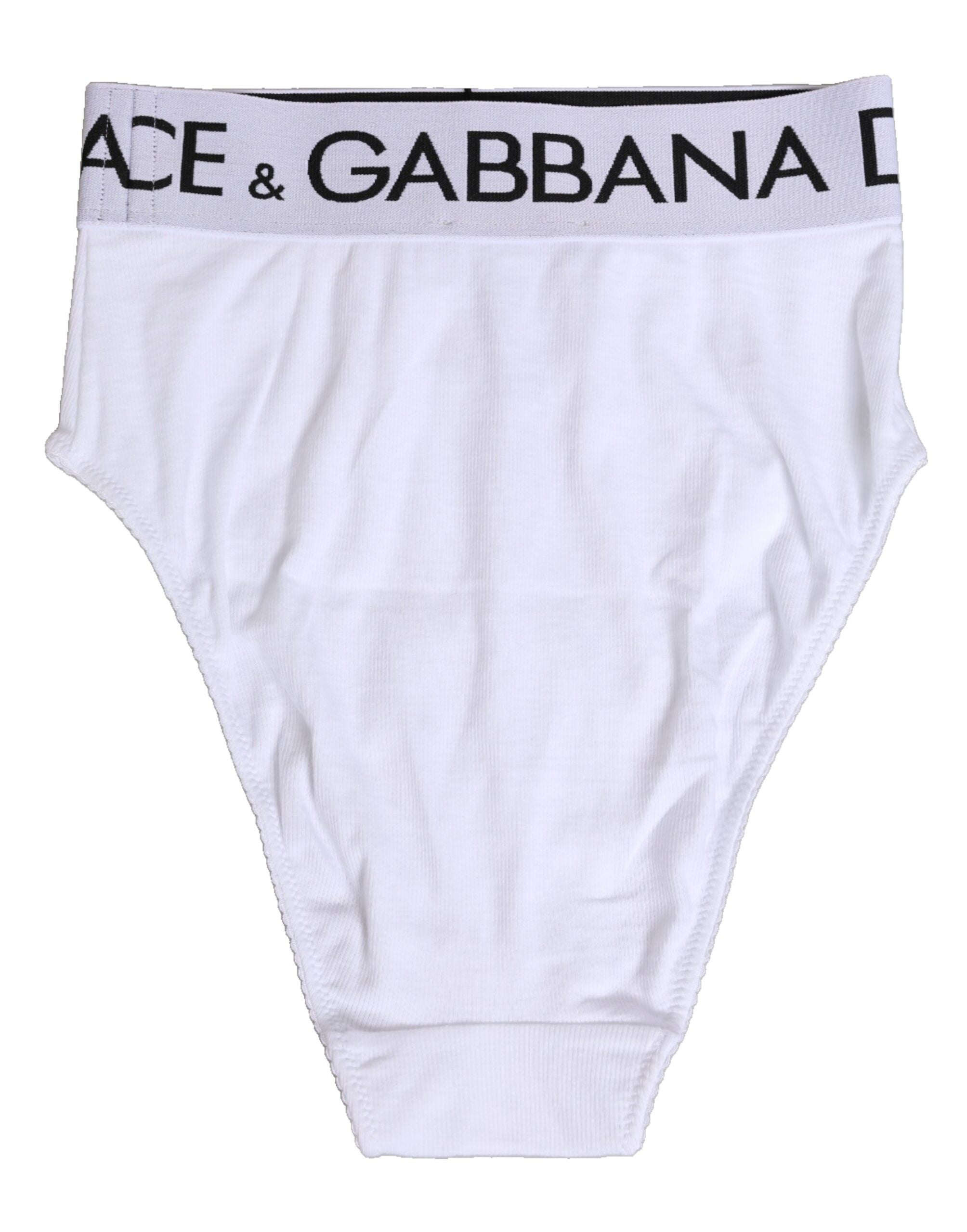 Dolce & Gabbana Weiße Baumwoll-Stretch-Panty mit hoher Taille Unterwäsche