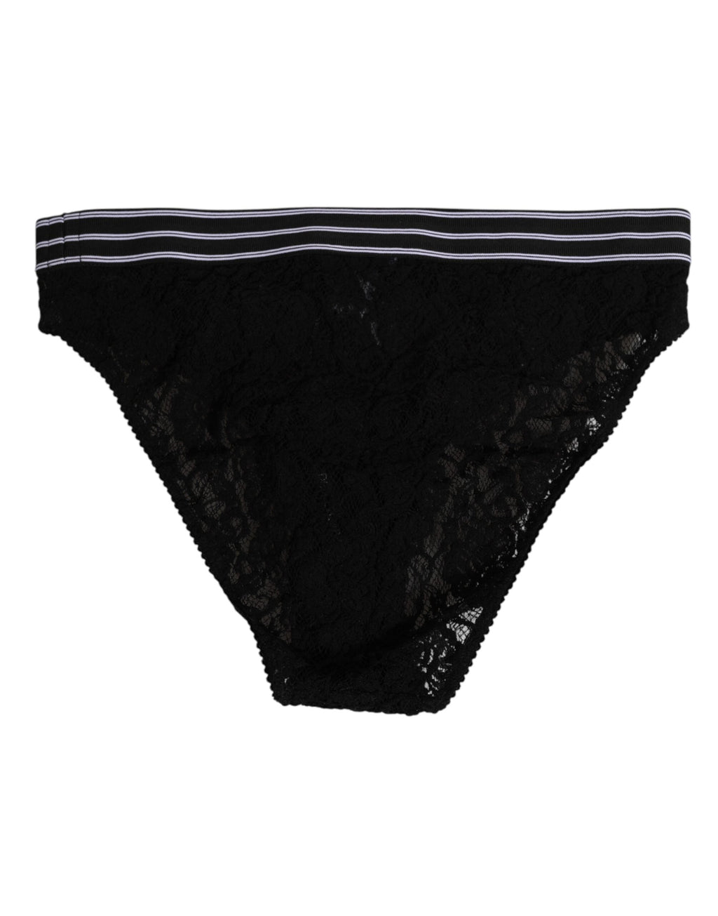Dolce & Gabbana Schwarzer Spitzen-Slip-Slip mit Logo-Bund Unterwäsche