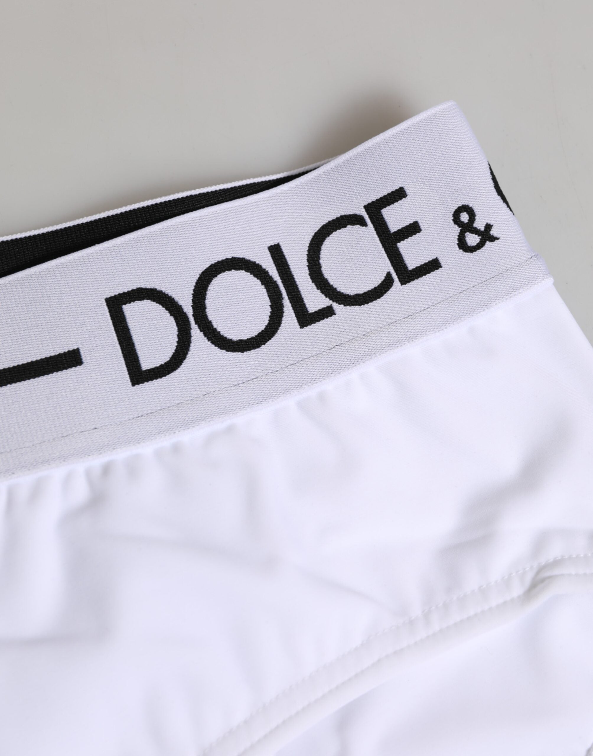 Dolce & Gabbana Weiße Nylon-Logo-Bund-Shorts Unterwäsche