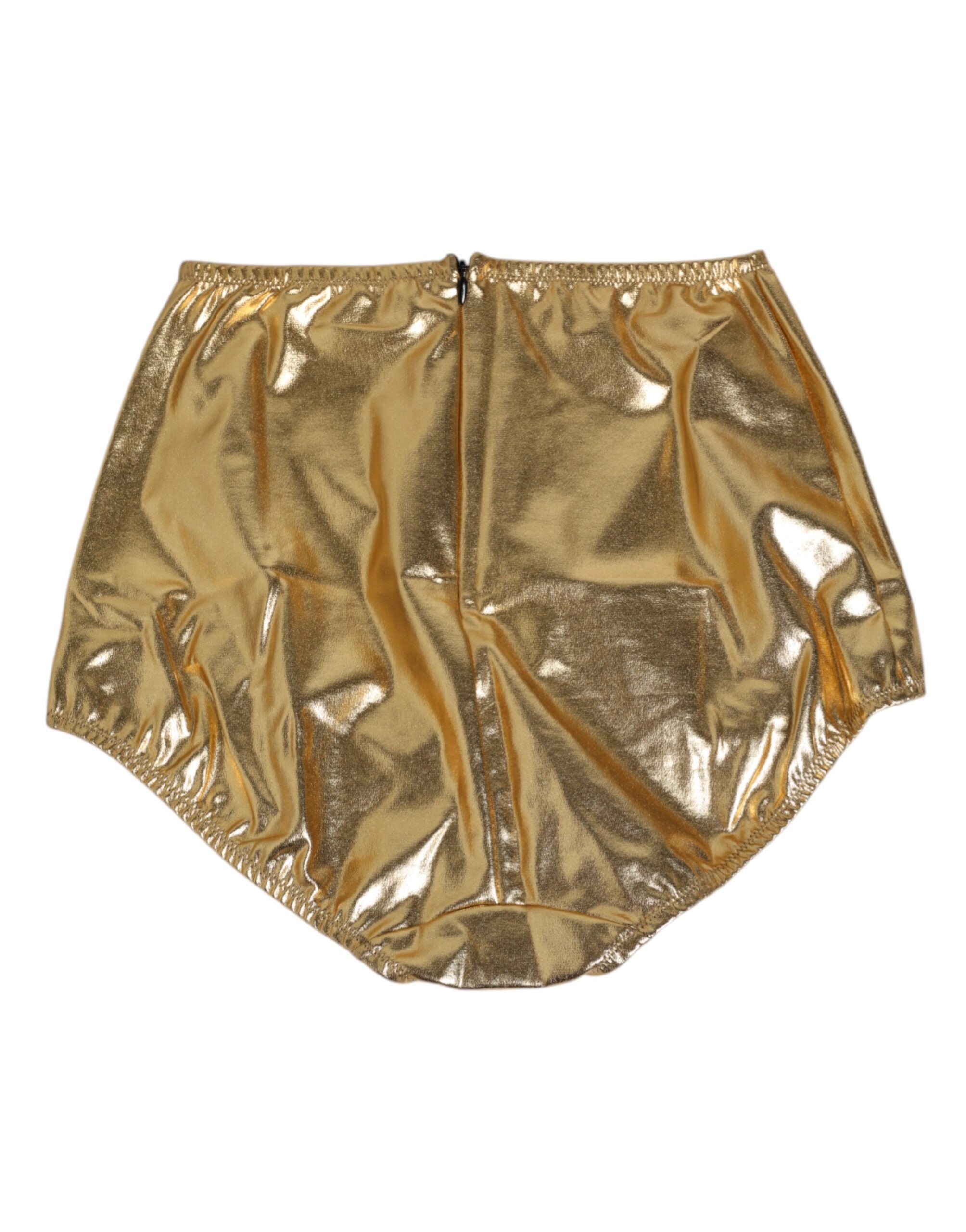 Dolce & Gabbana Gold Seide hohe Taille Mieder Panty Unterwäsche
