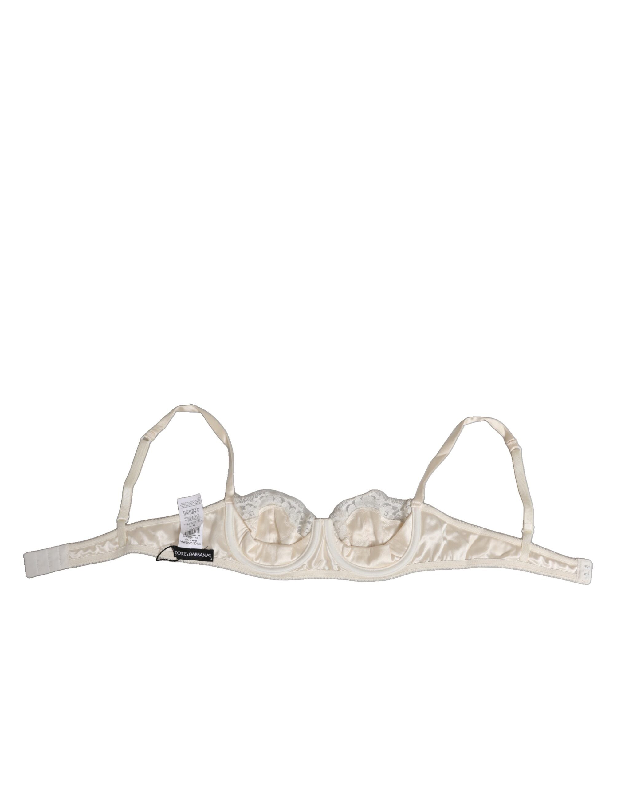 Dolce & Gabbana Off White Silk Bügel-Balconette-BH Unterwäsche