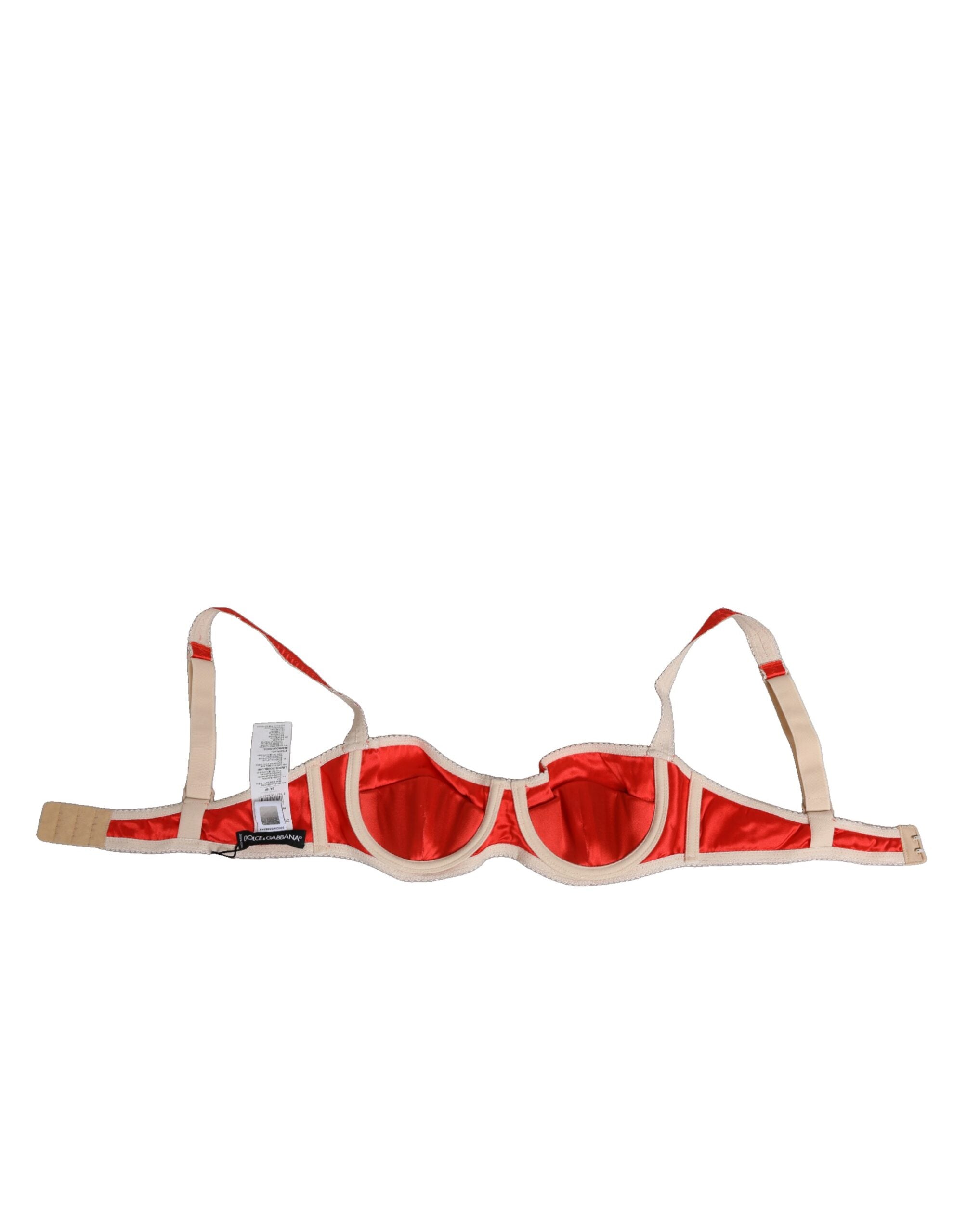 Dolce & Gabbana Roter Seidensatin Bügel-BH Semi-Pad Unterwäsche