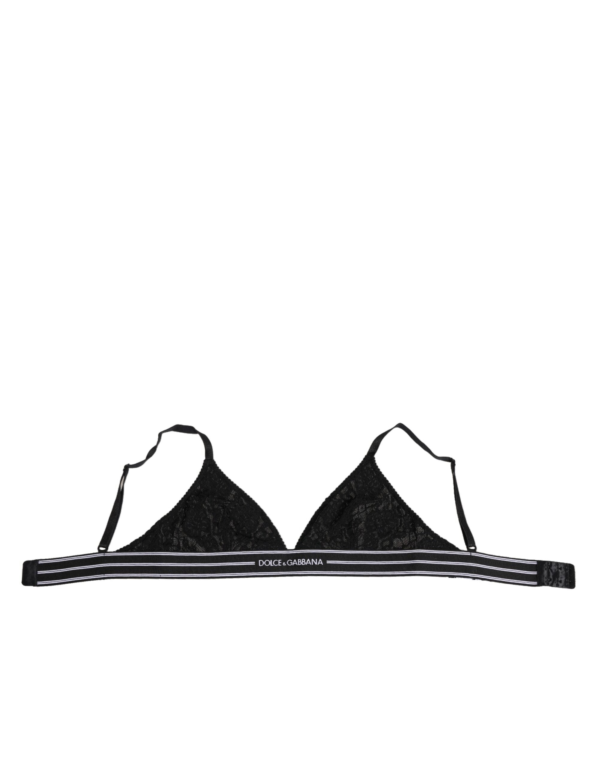 Dolce & Gabbana Schwarzer Spitzen-Dreieck-Bralette Kabellose Unterwäsche