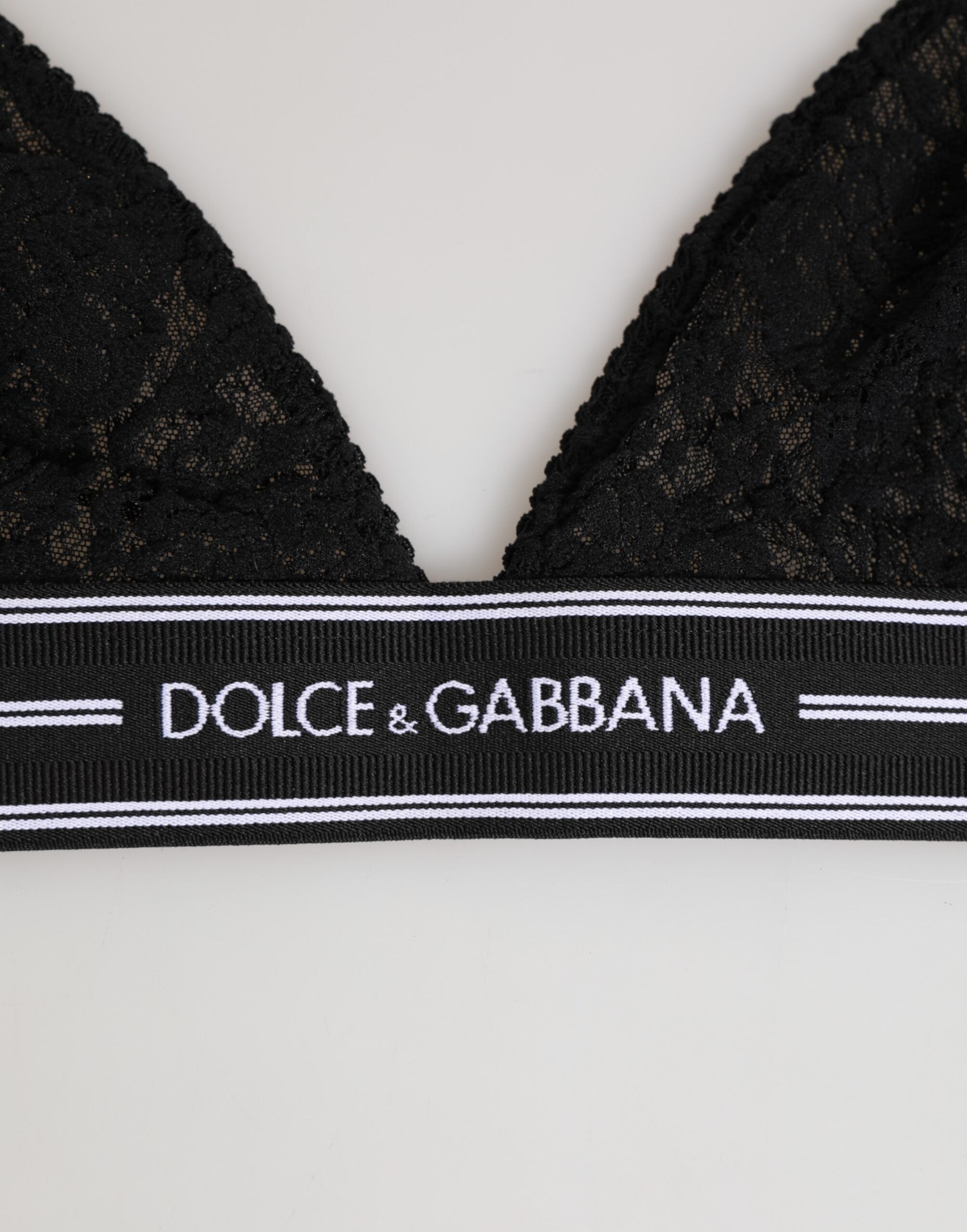 Dolce & Gabbana Schwarzer Spitzen-Dreieck-Bralette Kabellose Unterwäsche