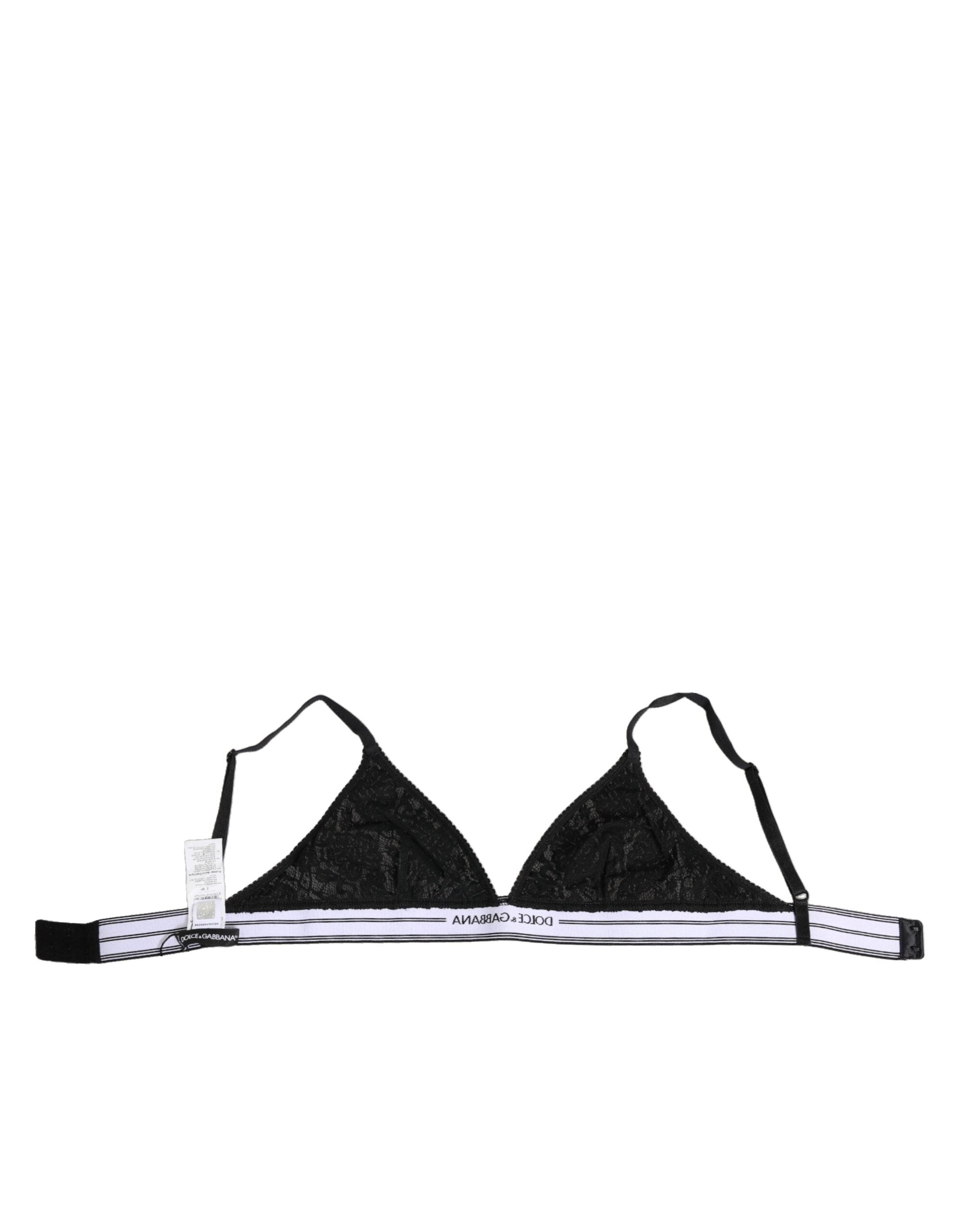 Dolce & Gabbana Schwarzer Spitzen-Dreieck-Bralette Kabellose Unterwäsche