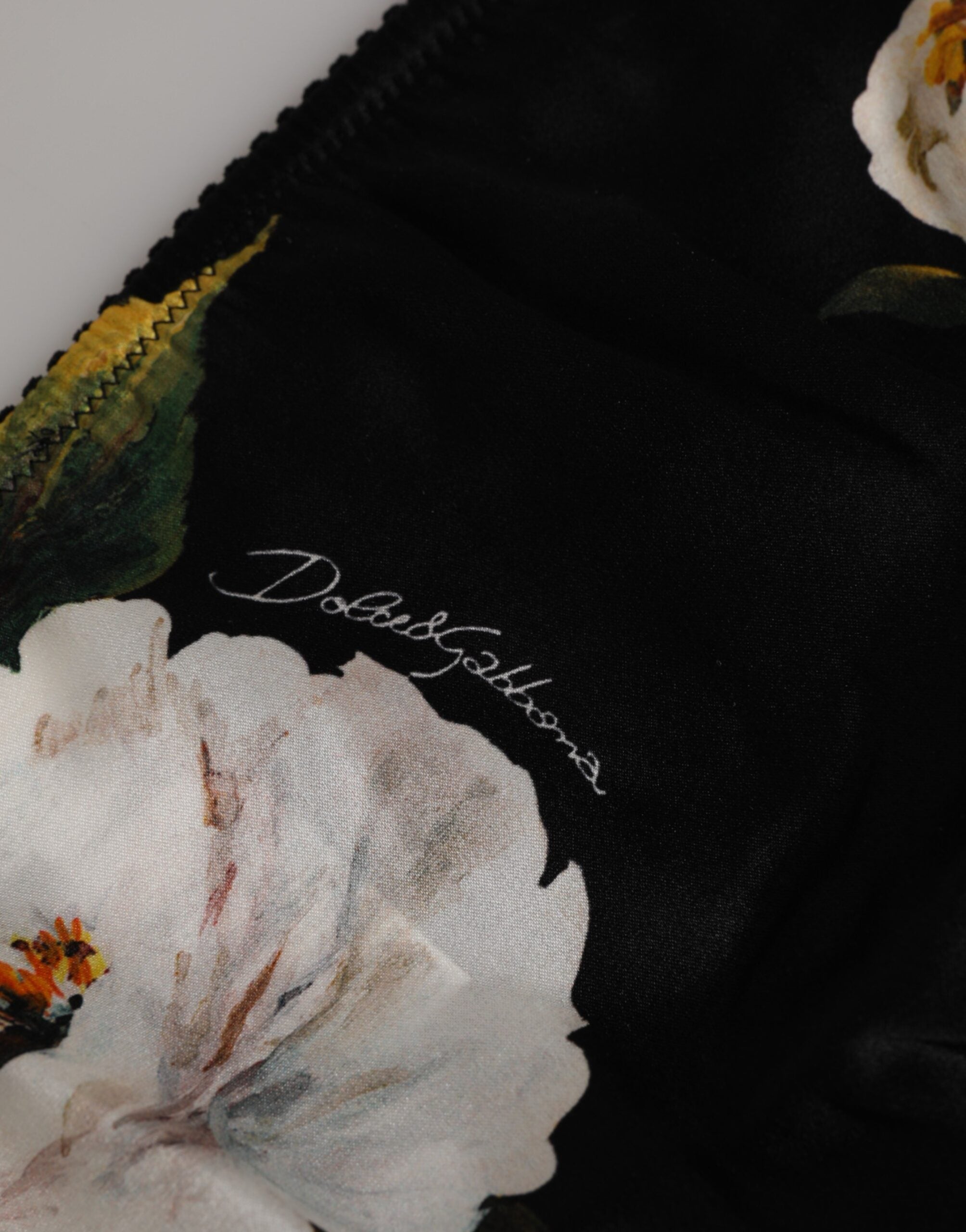 Dolce & Gabbana Schwarzer Floral Print Mid Waist Panty Unterwäsche