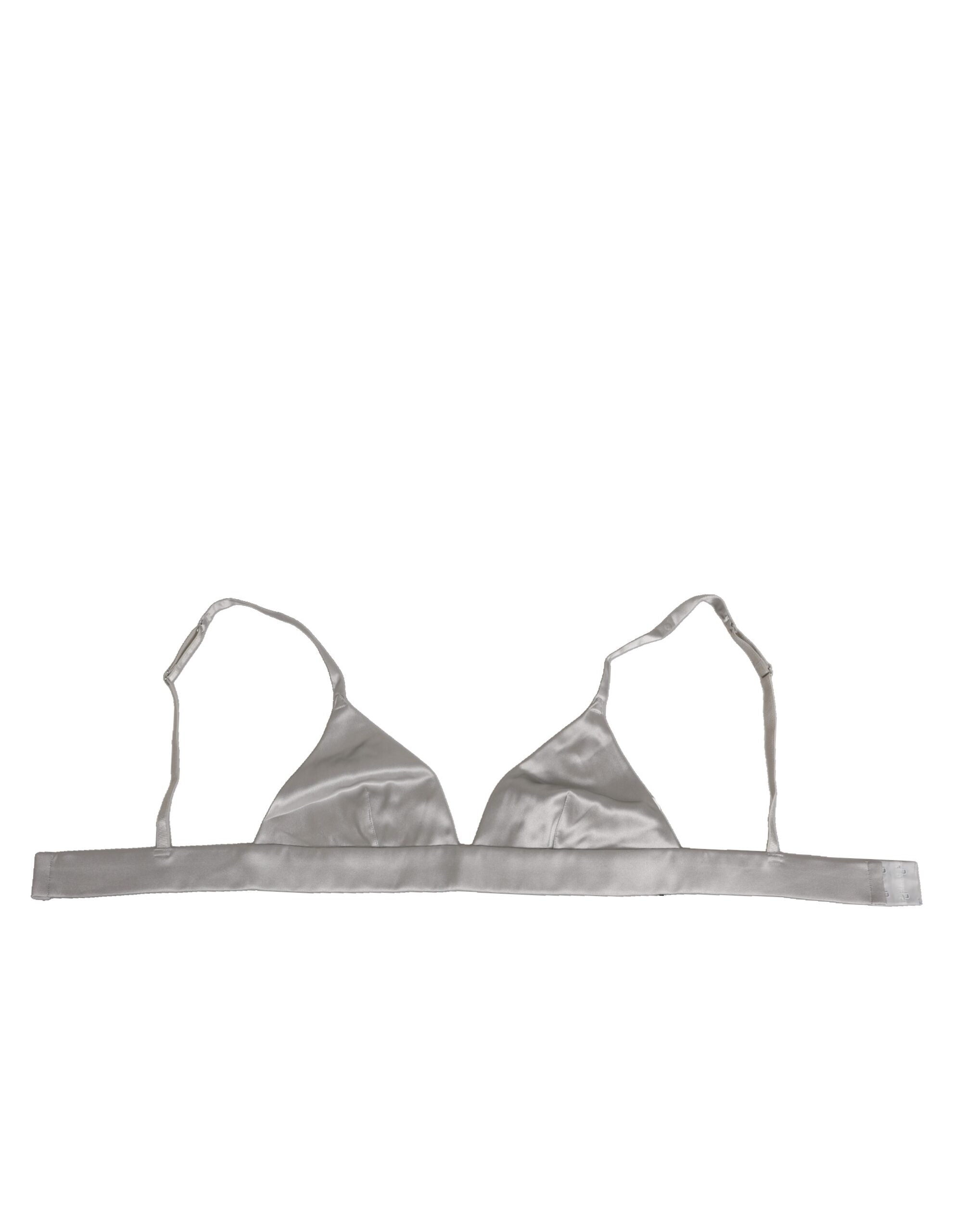 Dolce & Gabbana Grauer Seidensatin-Dreieck Soft Cup BH Unterwäsche