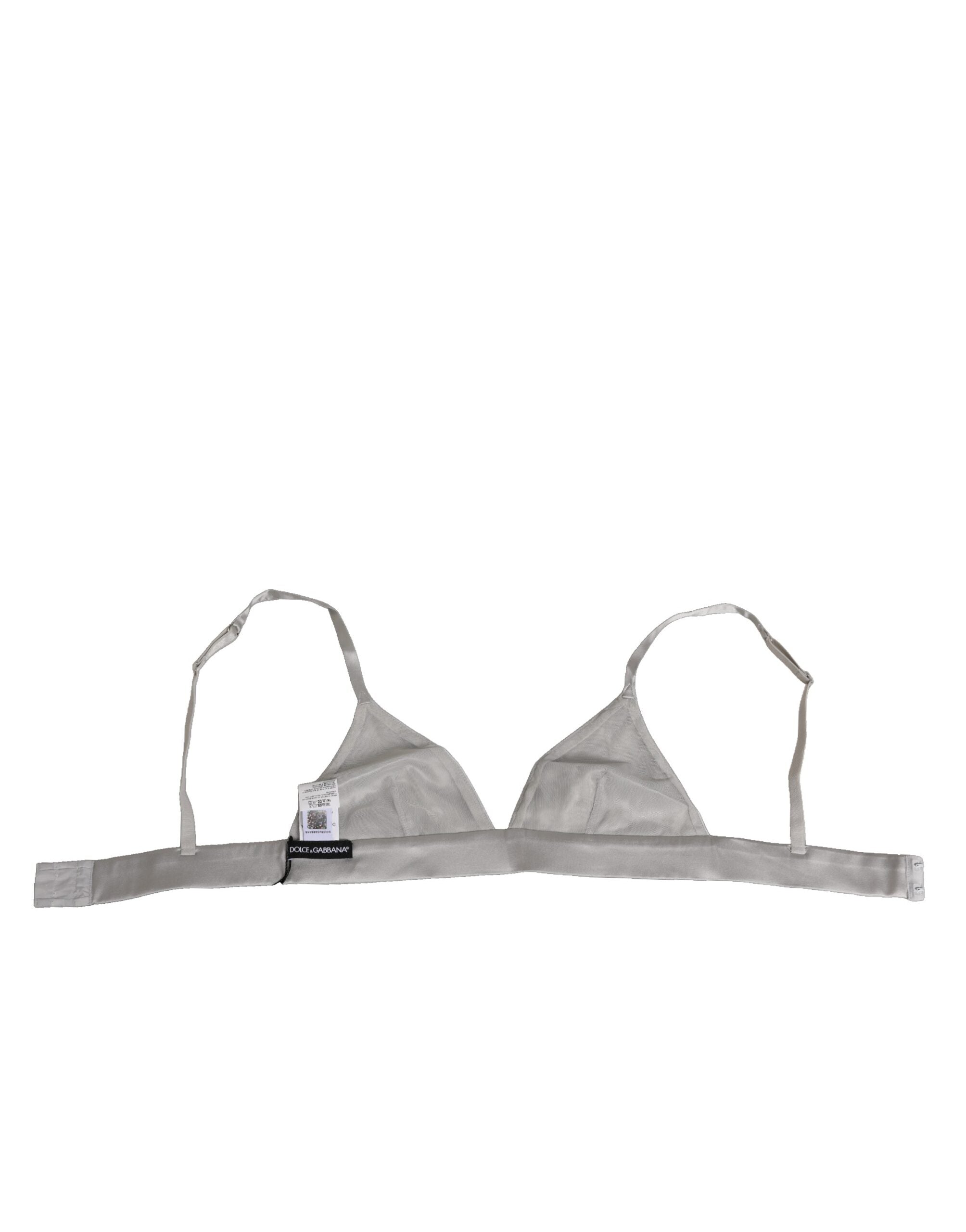 Dolce & Gabbana Grauer Seidensatin-Dreieck Soft Cup BH Unterwäsche