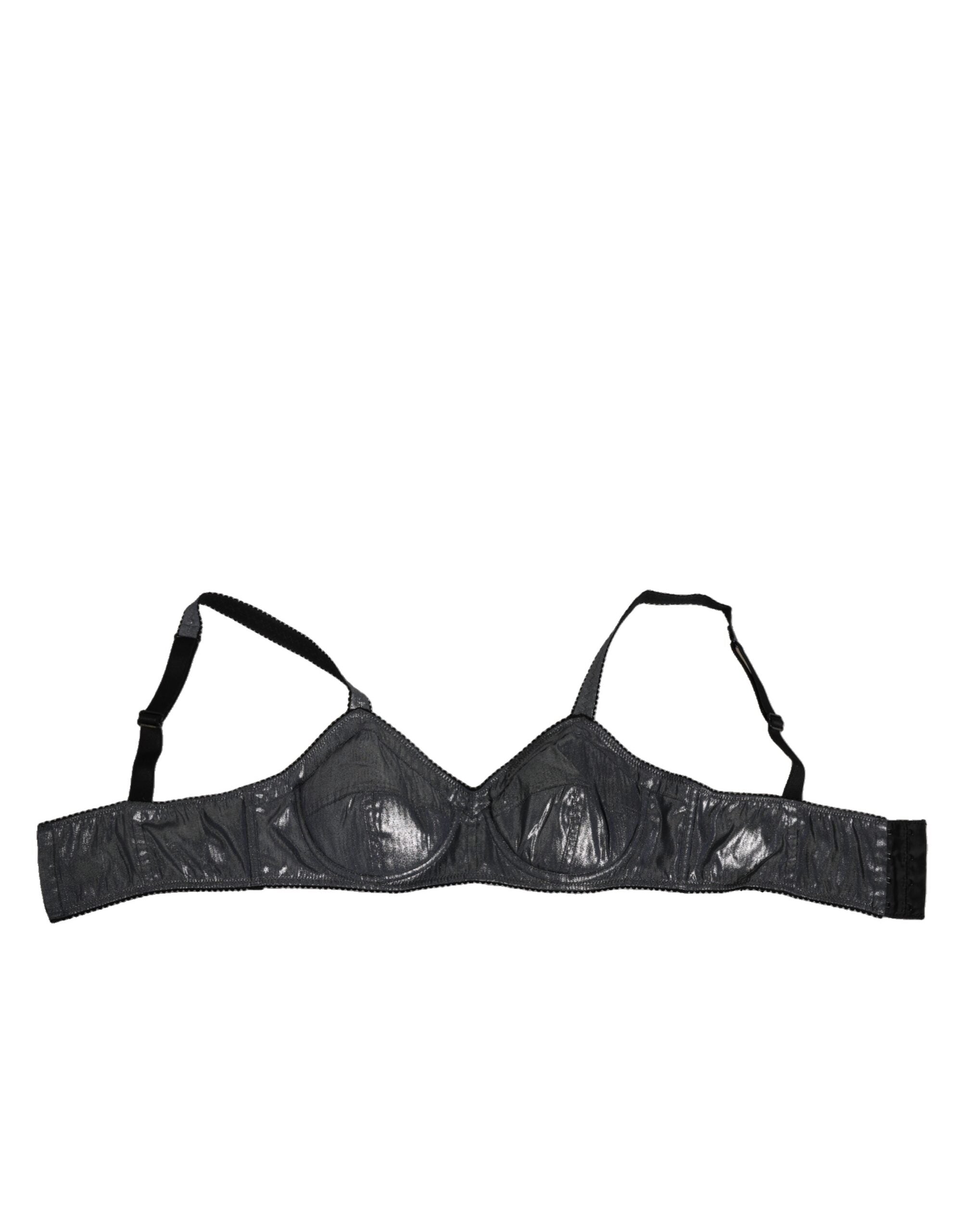 Dolce & Gabbana Dunkelgrauer Seiden-Stretch-Balconcino-BH Unterwäsche