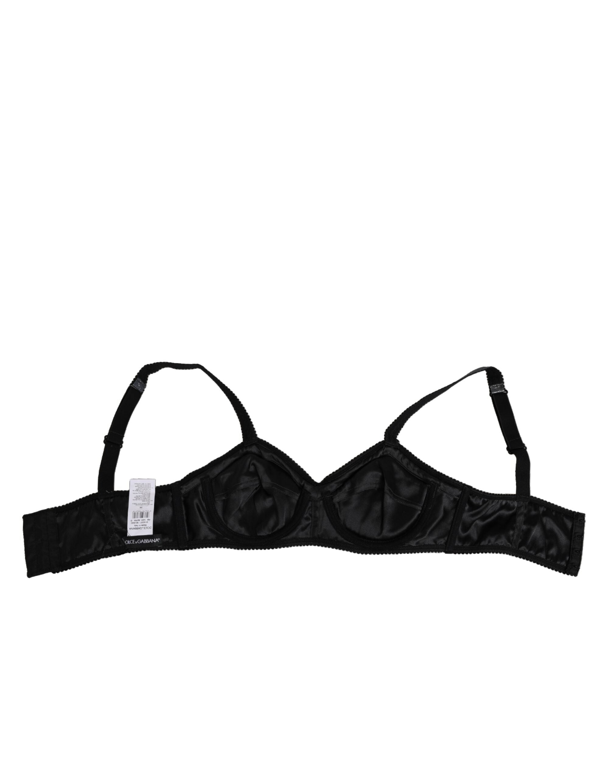 Dolce & Gabbana Dunkelgrauer Seiden-Stretch-Balconcino-BH Unterwäsche
