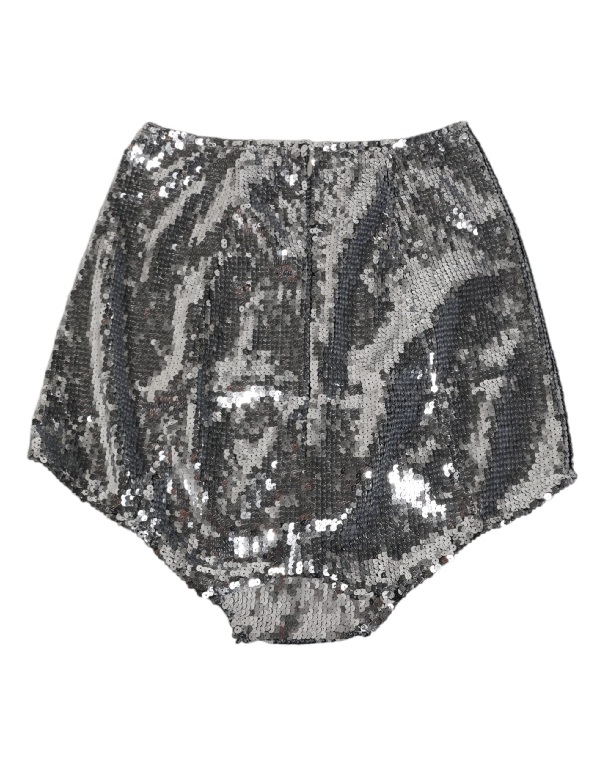 Dolce & Gabbana Silbernes Nylon Pailletten Miederhöschen Unterwäsche