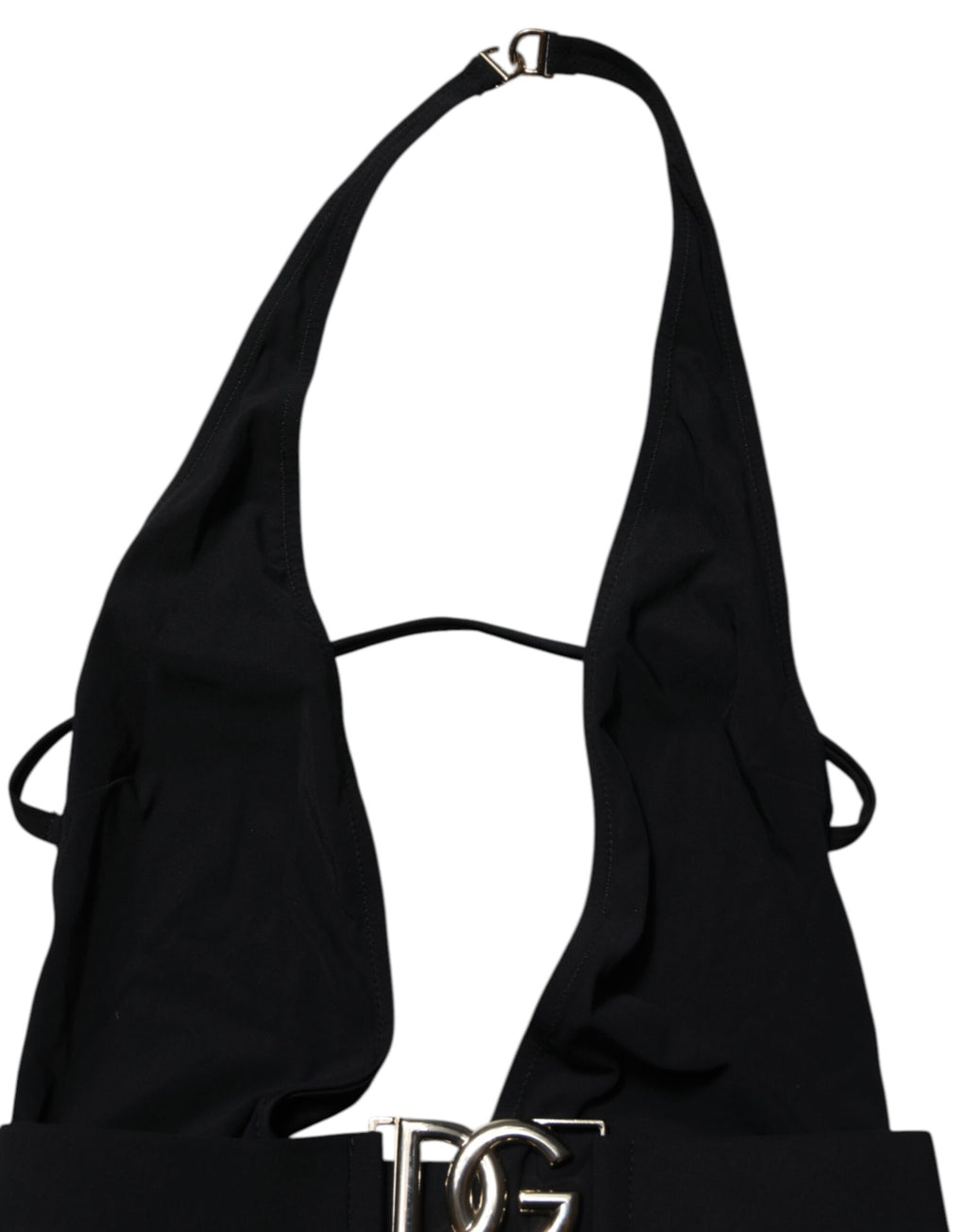 Dolce & Gabbana Schwarzer Nylon-Badeanzug mit tiefem V-Ausschnitt