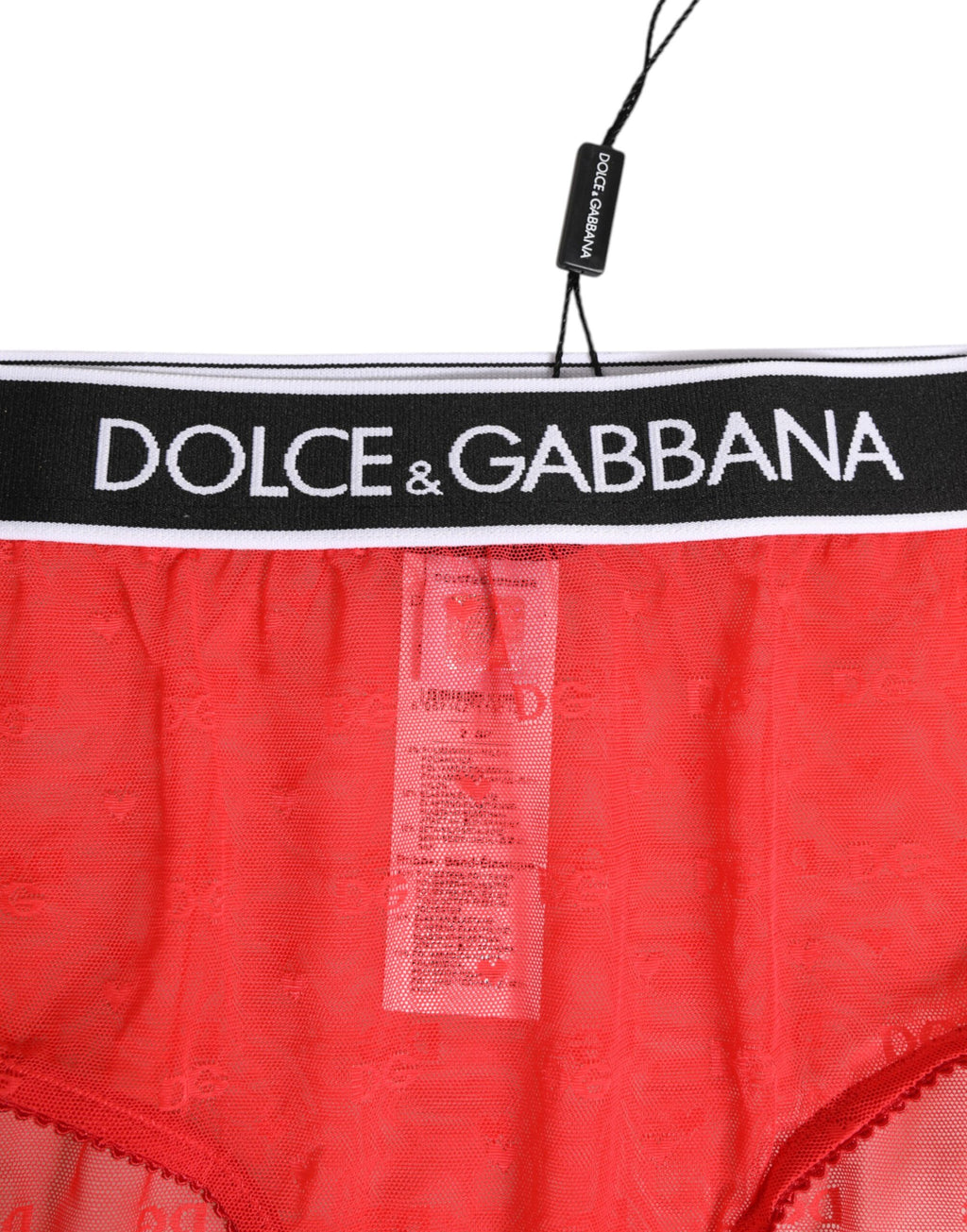 Dolce & Gabbana Rotes Nylon-Logo mit Bund Slip Unterwäsche