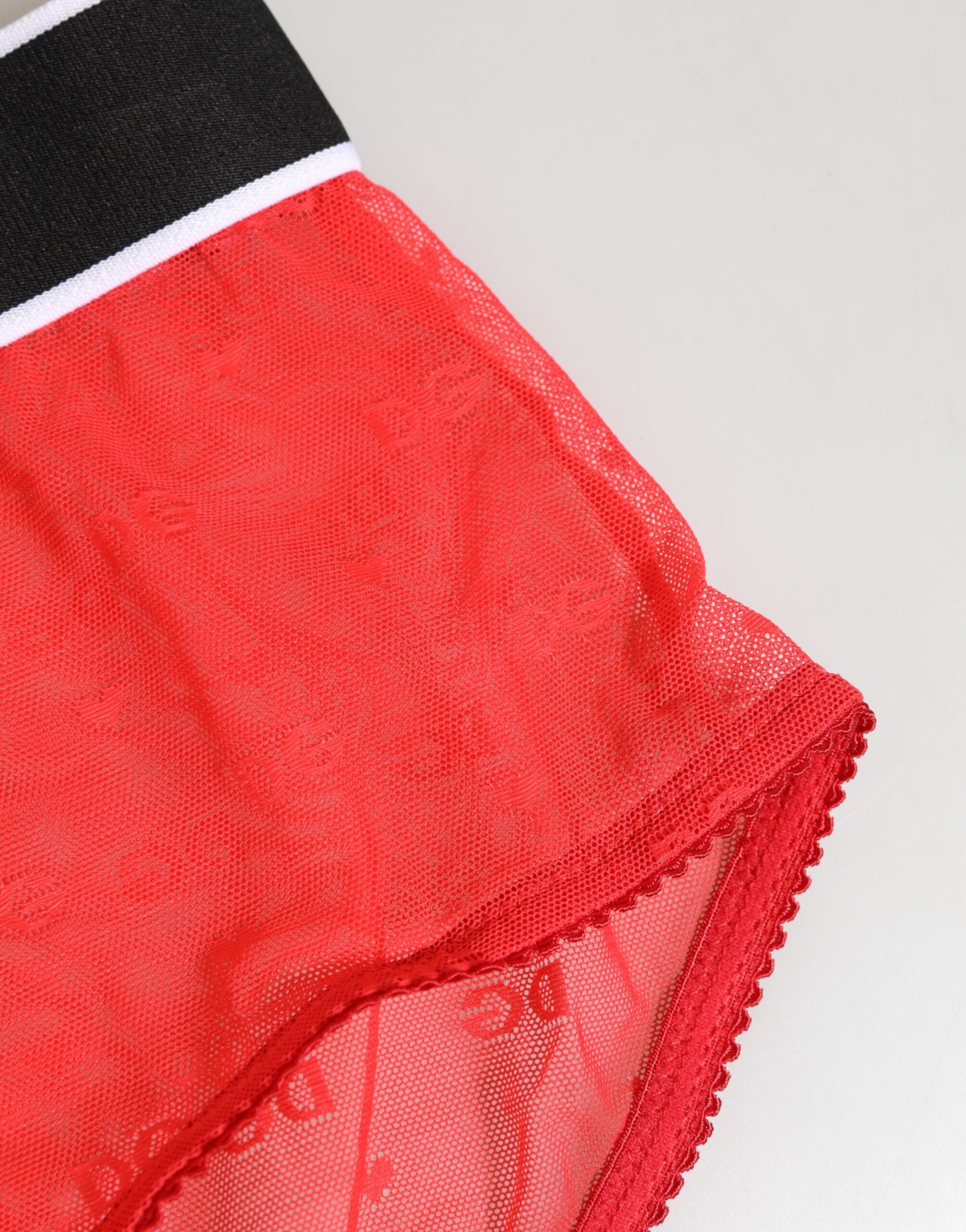 Dolce & Gabbana Rotes Nylon-Logo mit Bund Slip Unterwäsche