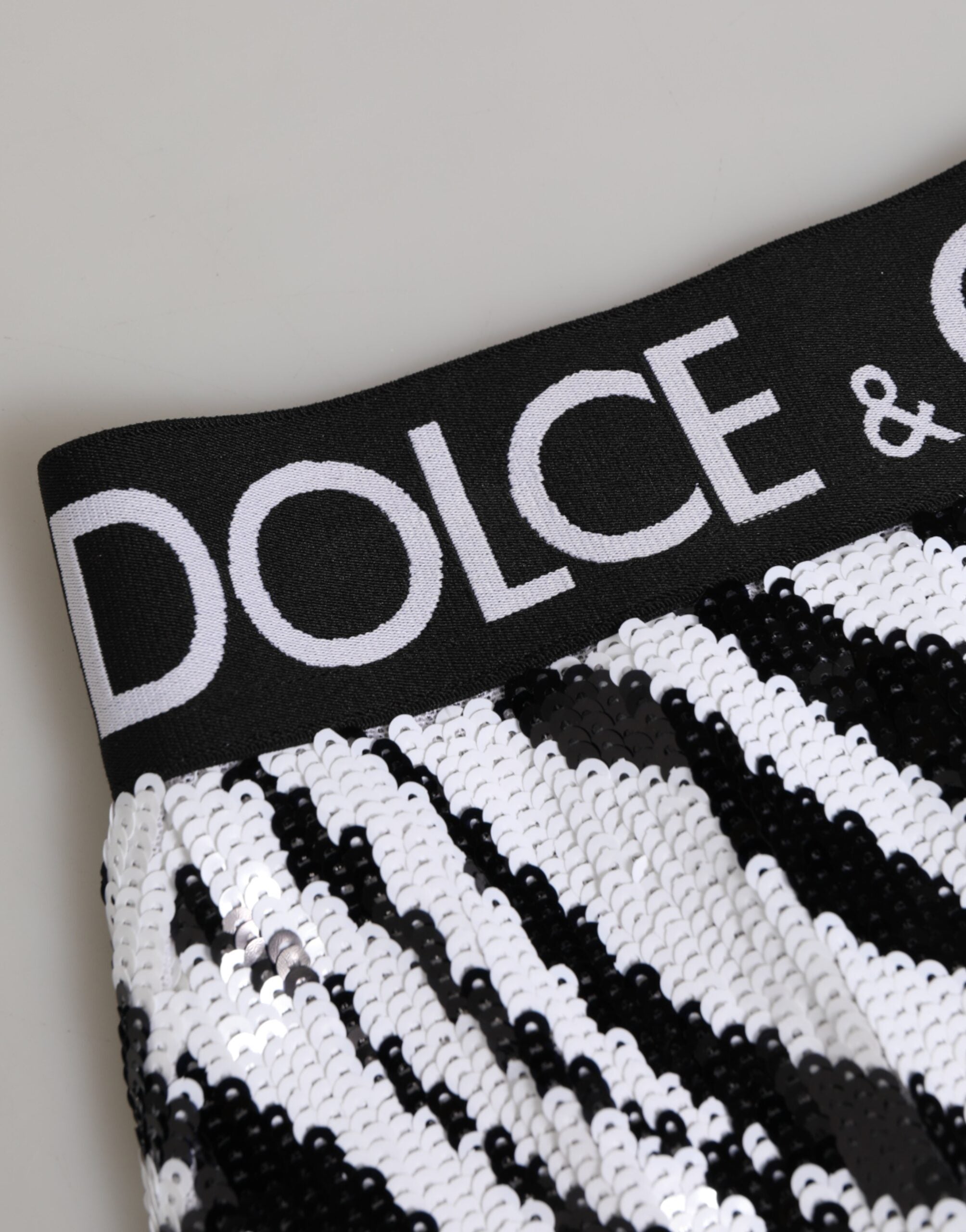 Dolce & Gabbana Schwarz Weiß Streifen Hohe Taille Panty Unterwäsche