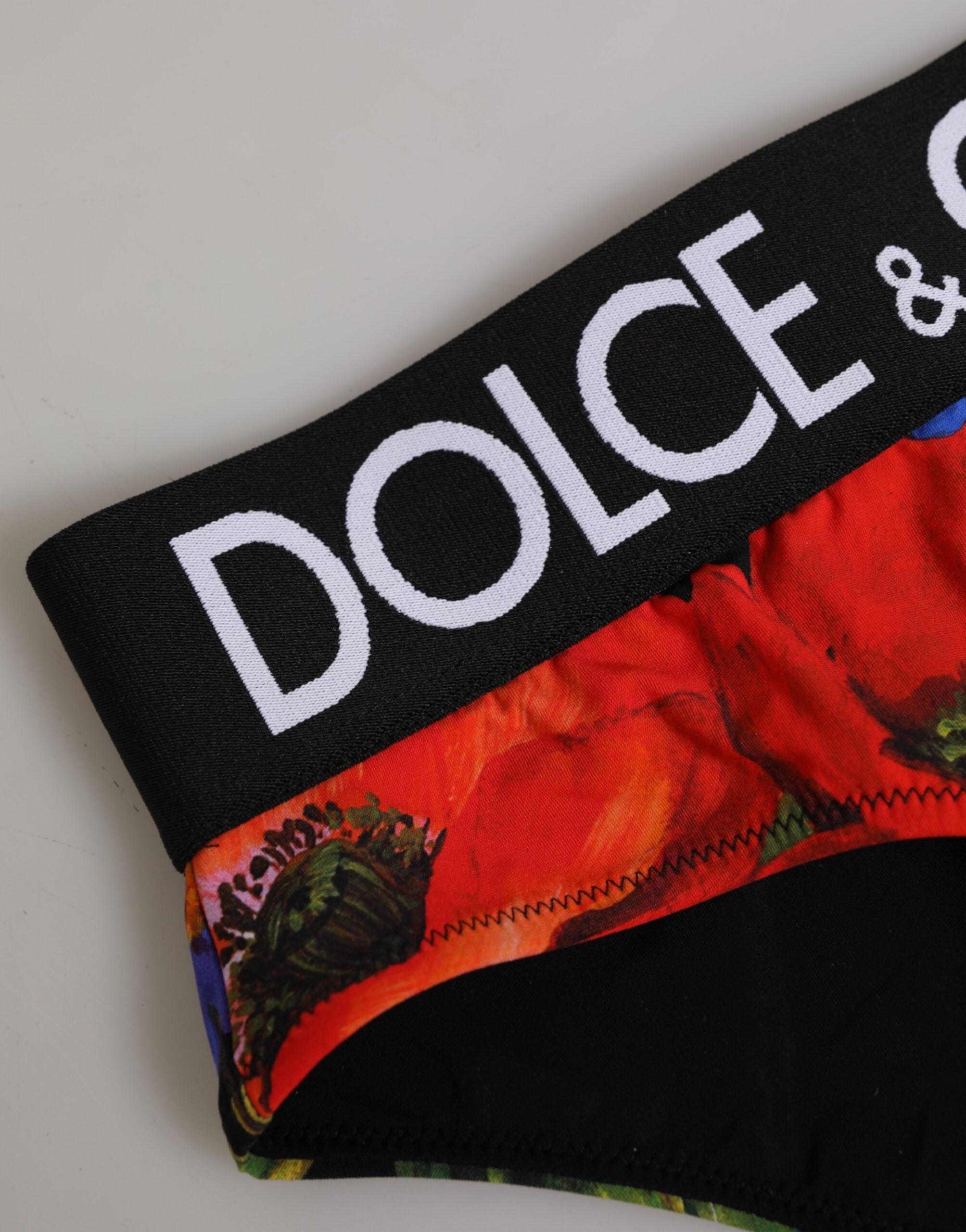 Dolce & Gabbana Schwarze Floral Print High Waist Panty Unterwäsche