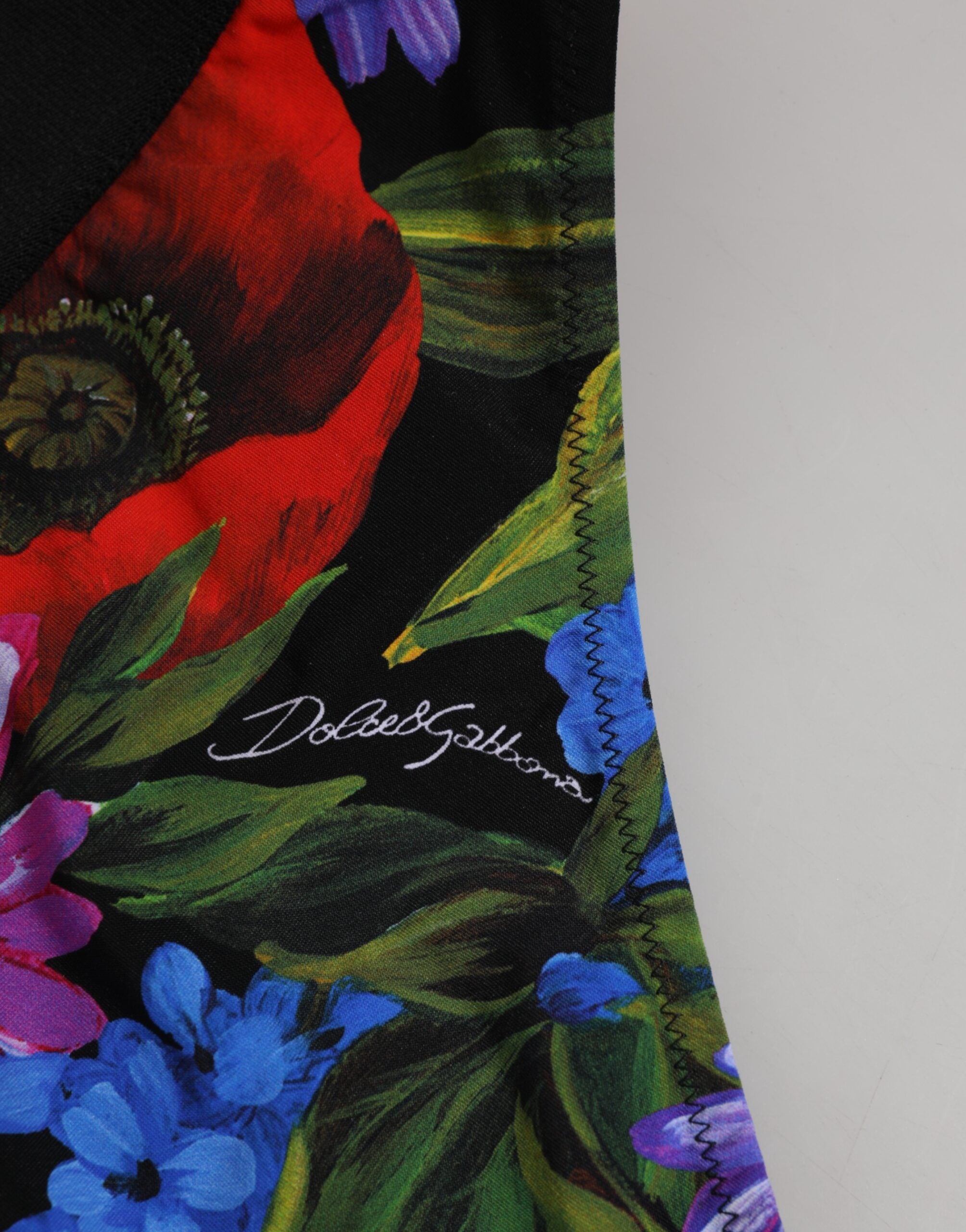Dolce & Gabbana Schwarze Floral Print High Waist Panty Unterwäsche